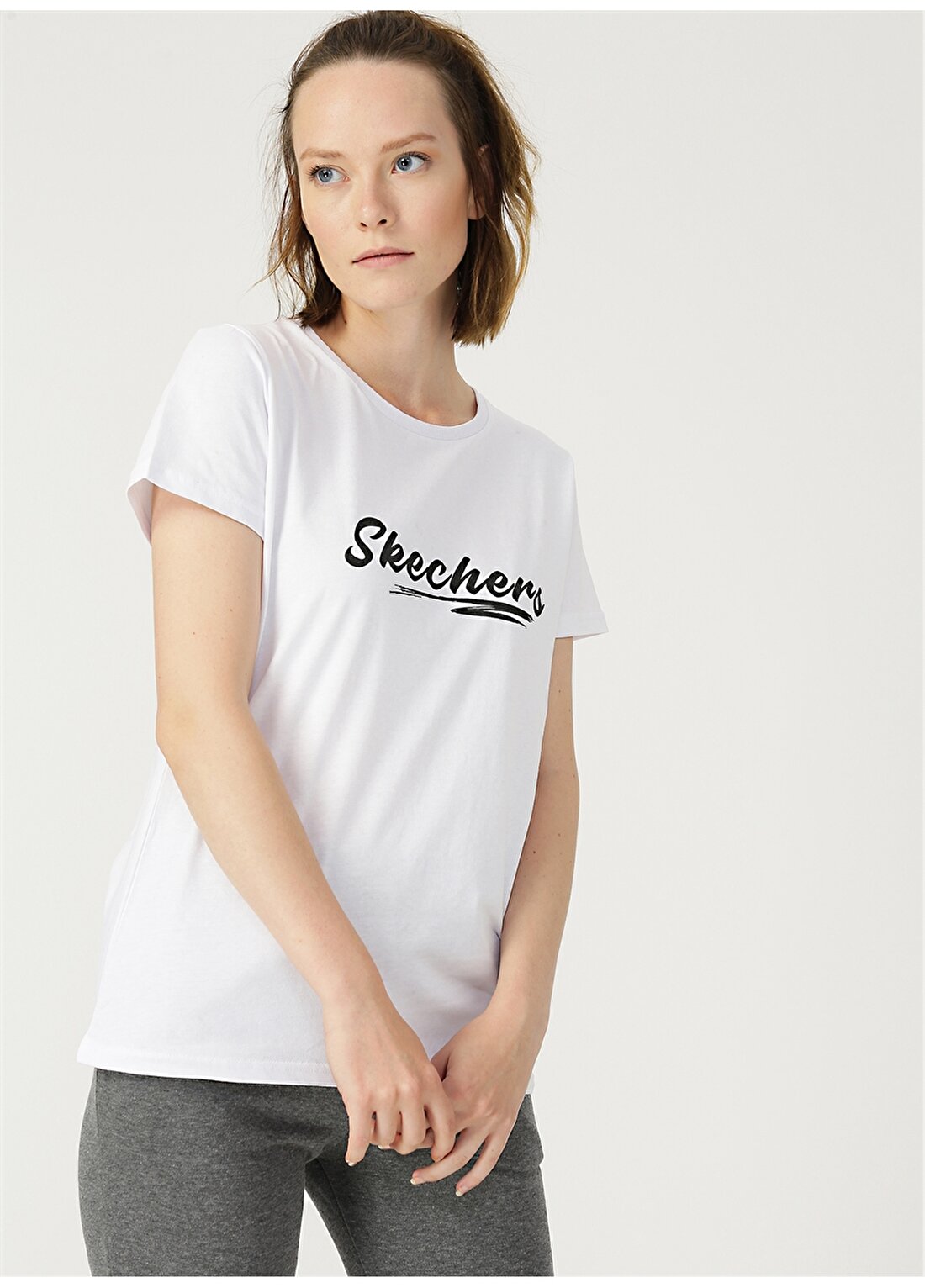 Skechers W Foil T-Shirt Beyaz Kadın T-Shirt