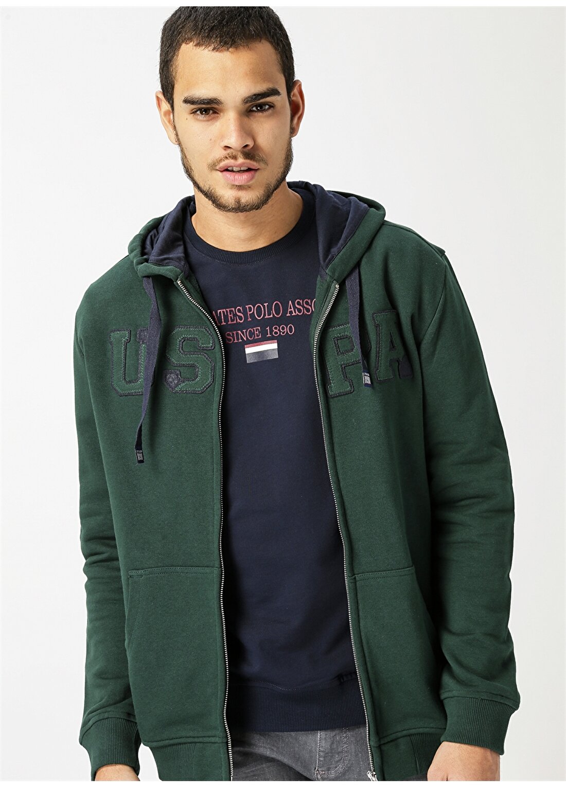 U.S. Polo Assn. Koyu Yeşil Erkek Sweatshirt