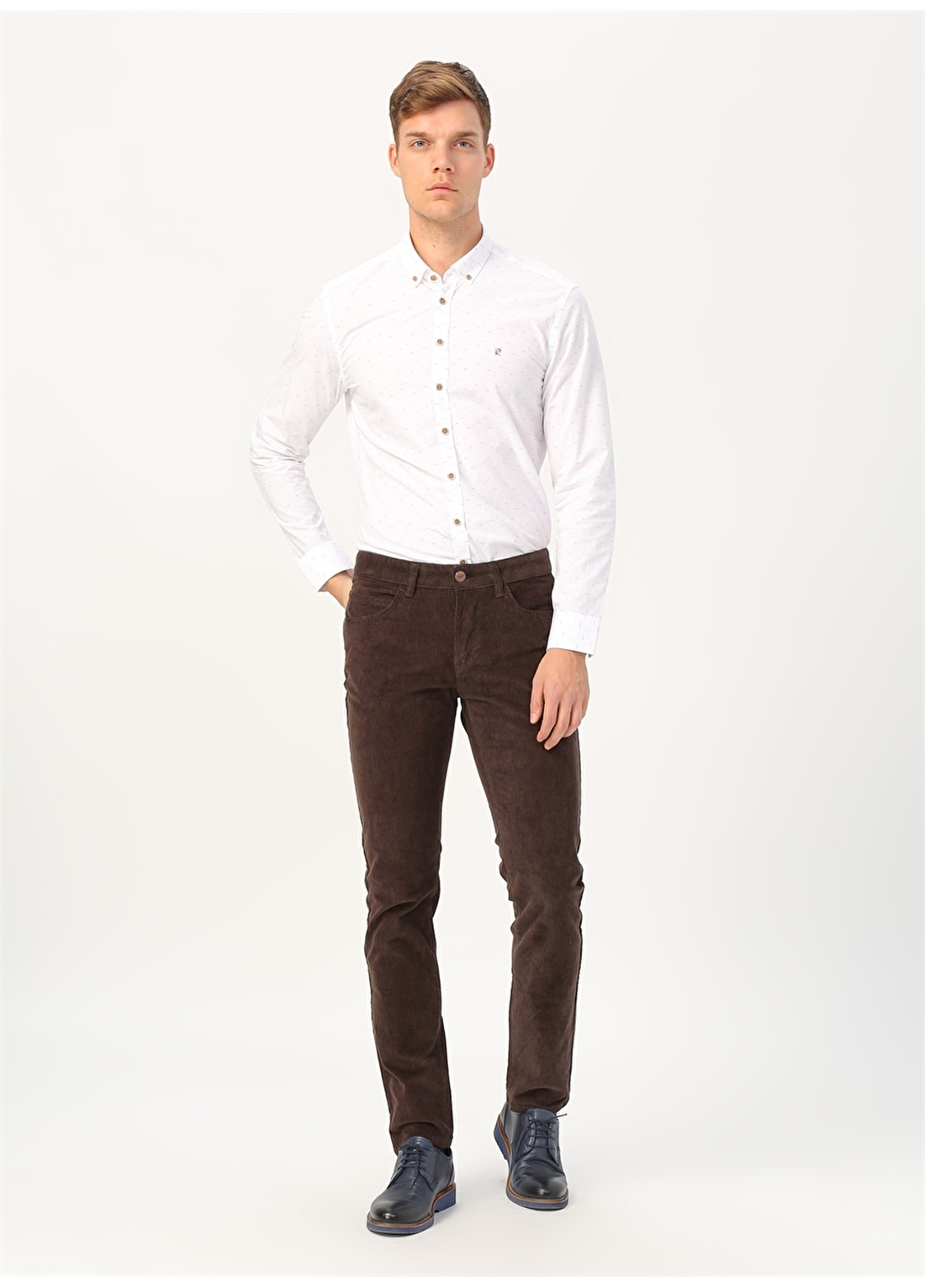 Pierre Cardin 5 Cep Kadife Slim Fit Açık Kahve Erkek Pantolon