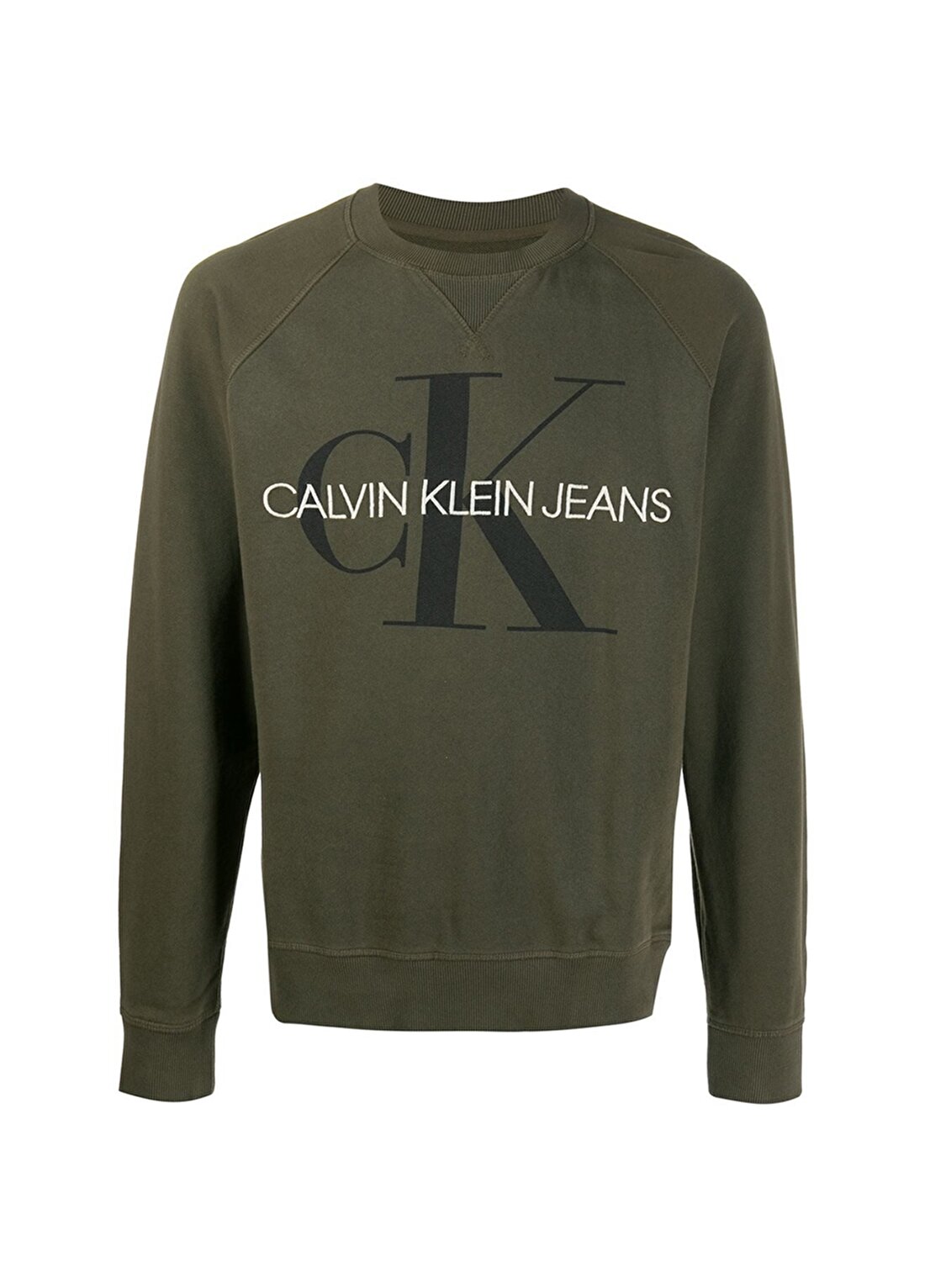 Calvin Klein Jeans Erkek Haki Sweatshirt J30J313222 WASHED REG MONOGRAM CN
