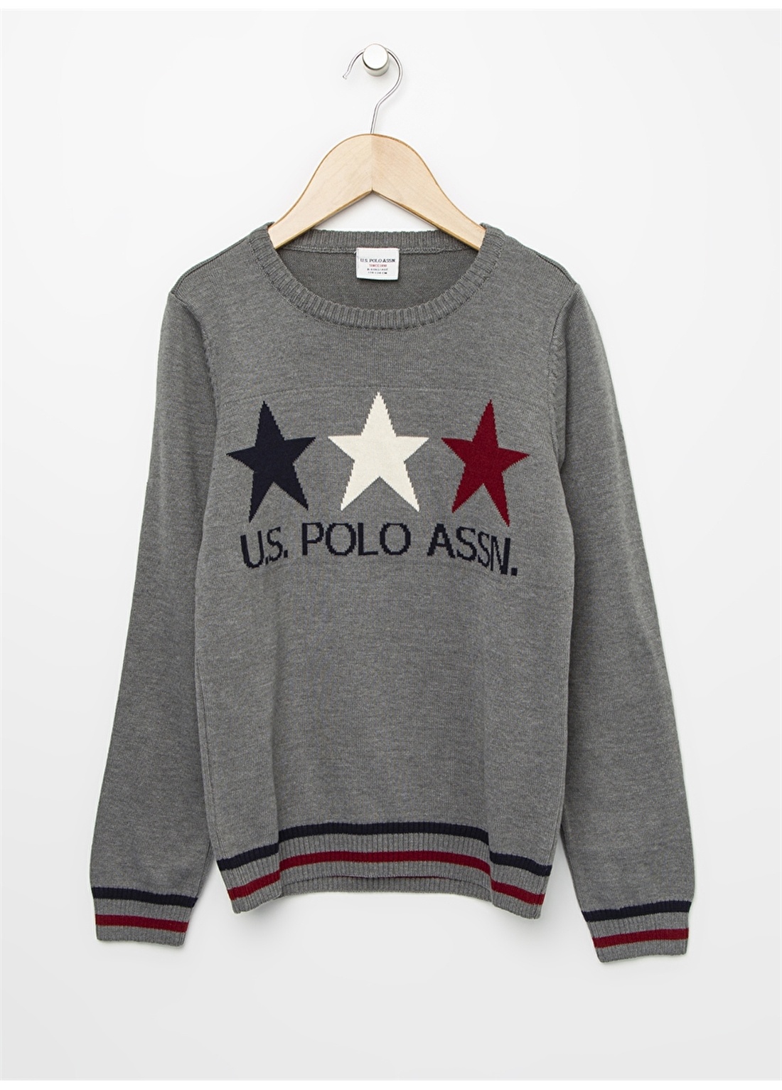 U.S. Polo Assn. Desenli Gri Melanj Kazak