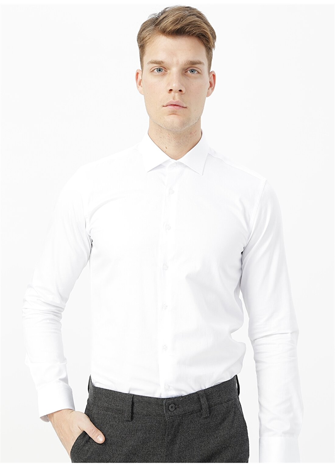 Moda Di Centone Uzun Kollu Comfort Beyaz Erkek Gömlek
