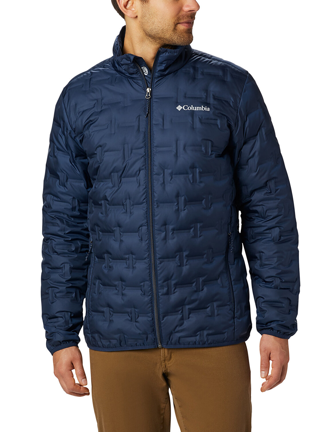 Columbia Mavi Erkek Dik Yaka Desenli Mont DELTA RIDGE™ DOWN JACKET