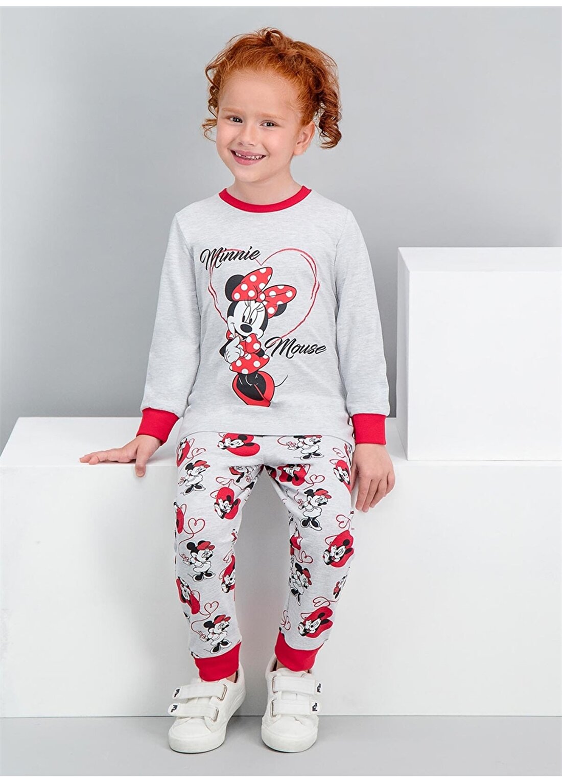 Roly Poly Baskılı Kar Melanj Kız Çocuk Pijama Takımı