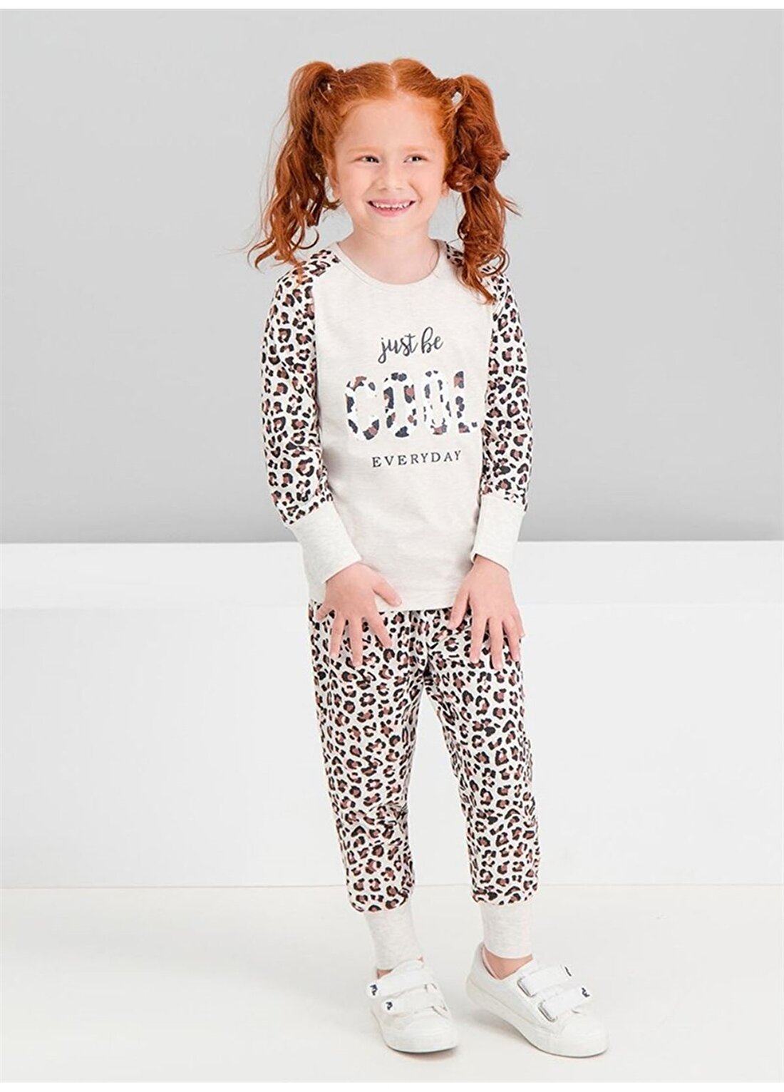 Roly Poly Baskılı Taş Melanj Kız Çocuk Pijama Takımı