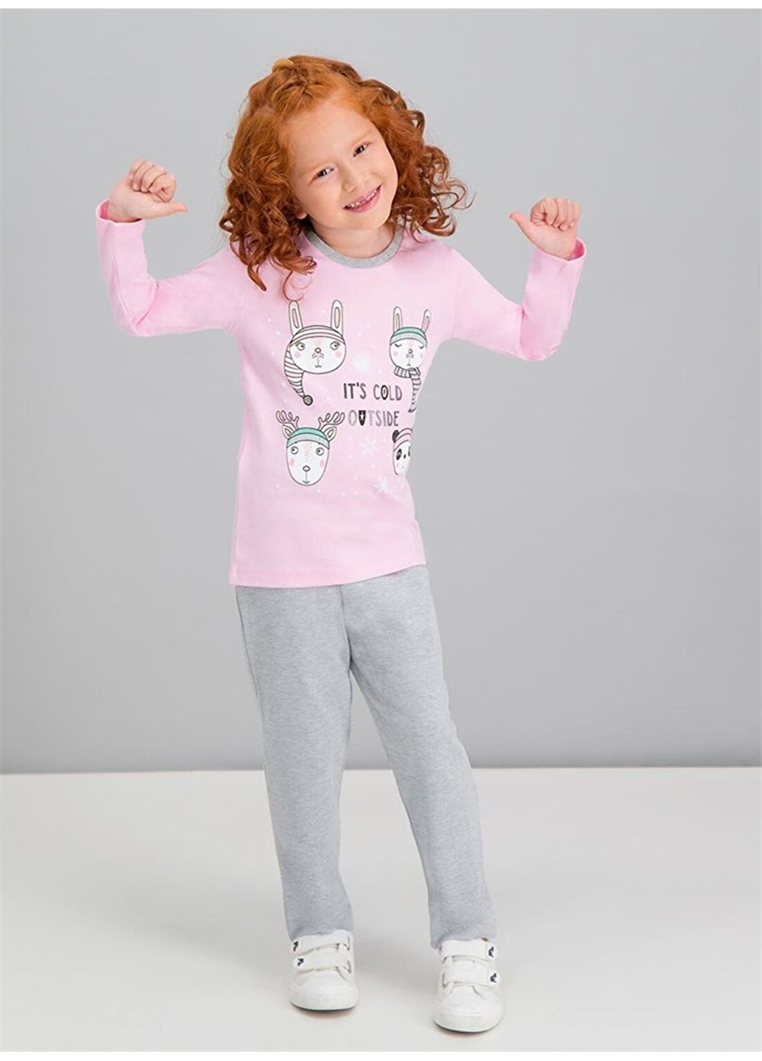 Roly Poly RP1604-1 Pembe Kız Bebek Pijama Takımı