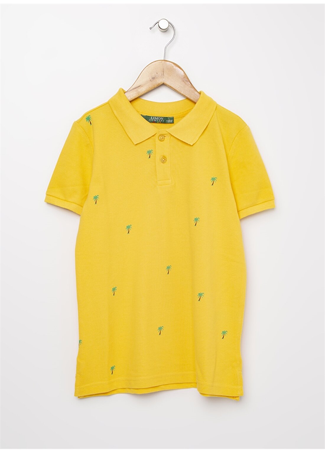 Limon Polo Yaka Desenli Sarı Erkek Çocuk T-Shirt