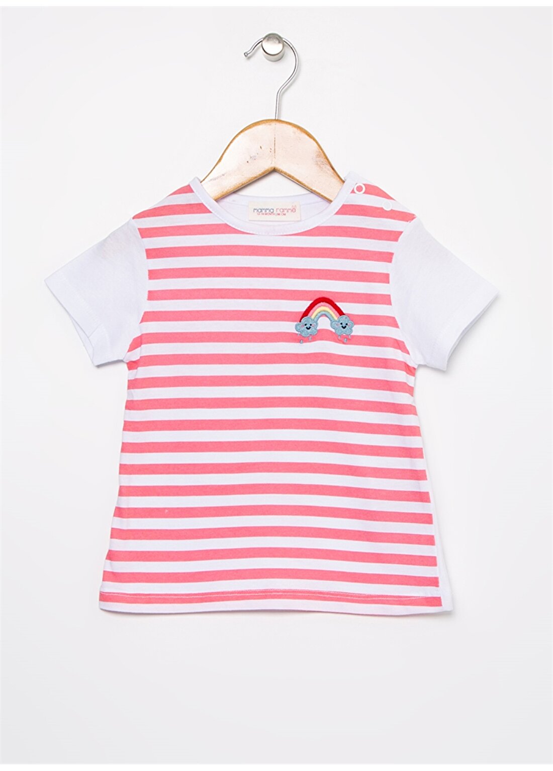 Mammaramma Pembe - Beyaz Kız Bebek T-Shirt HG-08