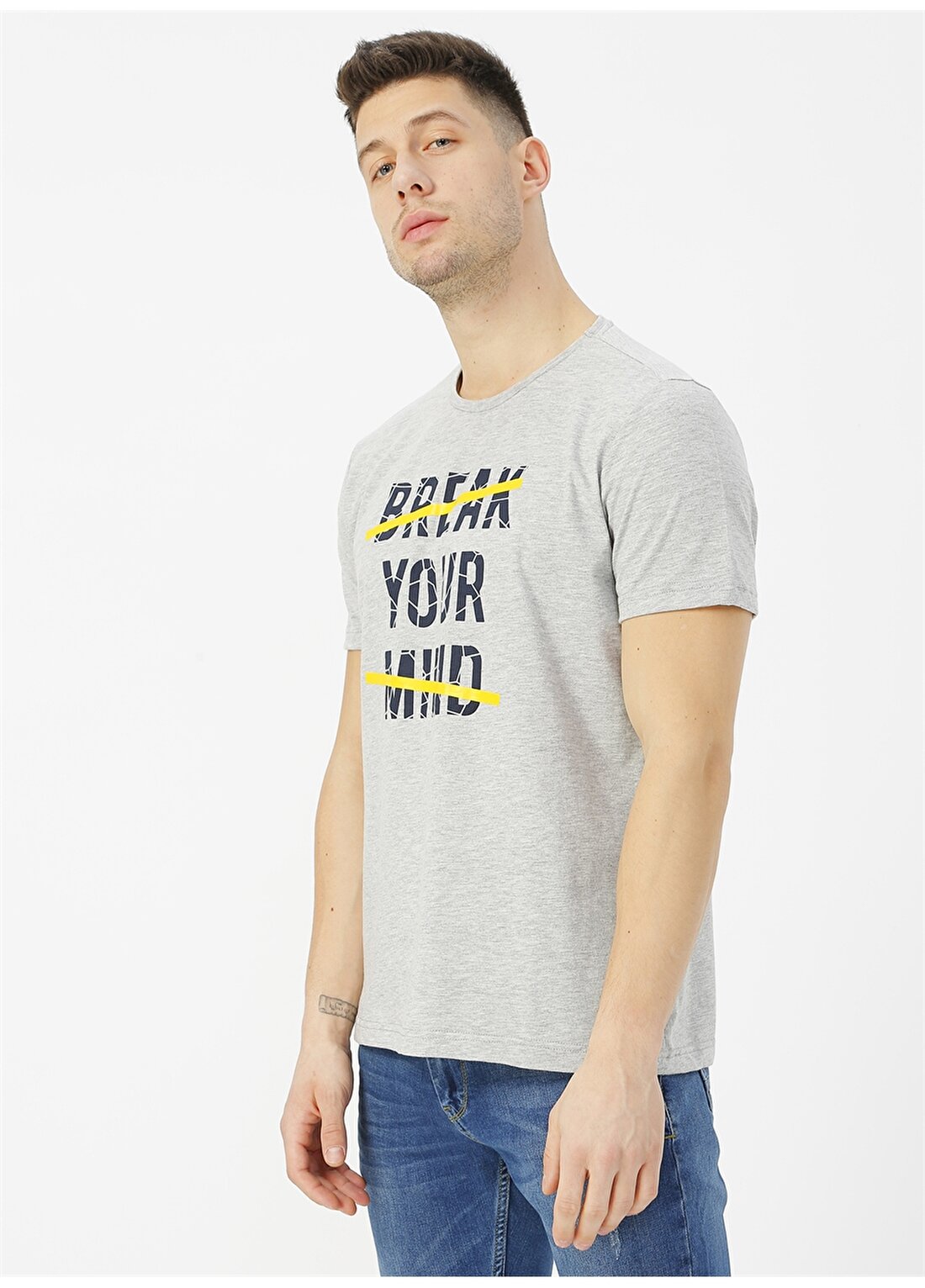 Limon Gri Melanj T-Shirt