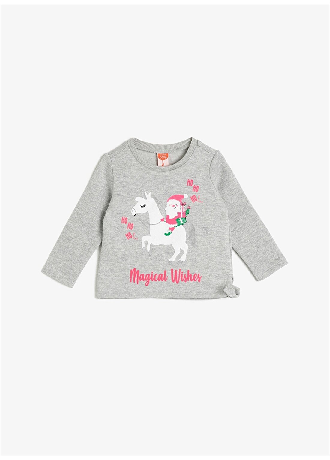 Koton 0KMG19398ZK Magical Wishes Yazılı Gri Kız Bebek Sweatshirt