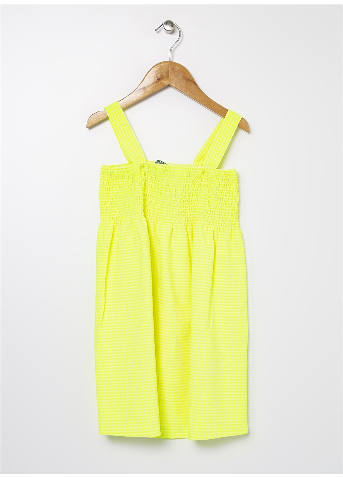 Limon Askılı Neon Sarı Kız Çocuk Elbise