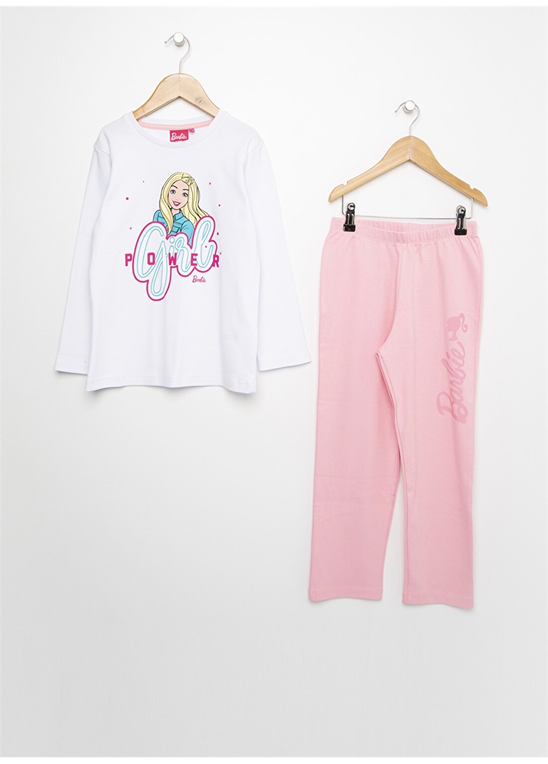 Barbie 2'Li Pembe-Beyaz Pijama Takımı