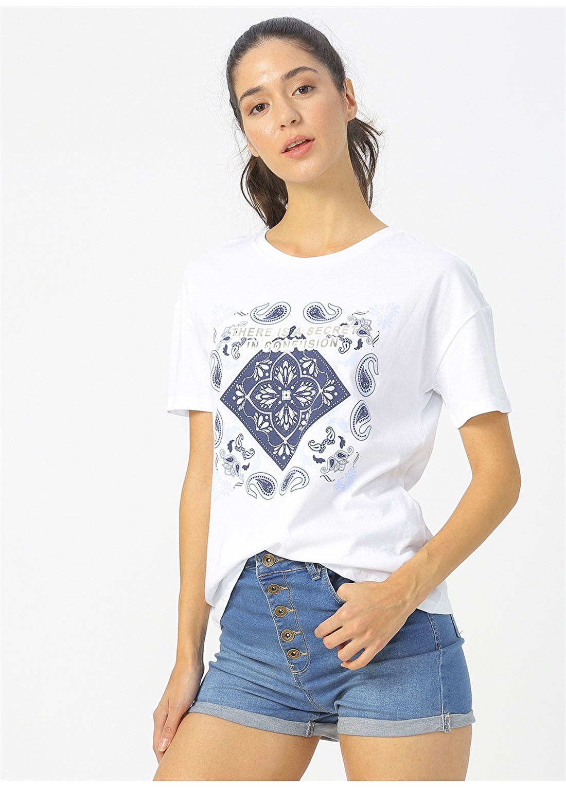 Fashion Friends Beyaz Baskılı T-Shirt