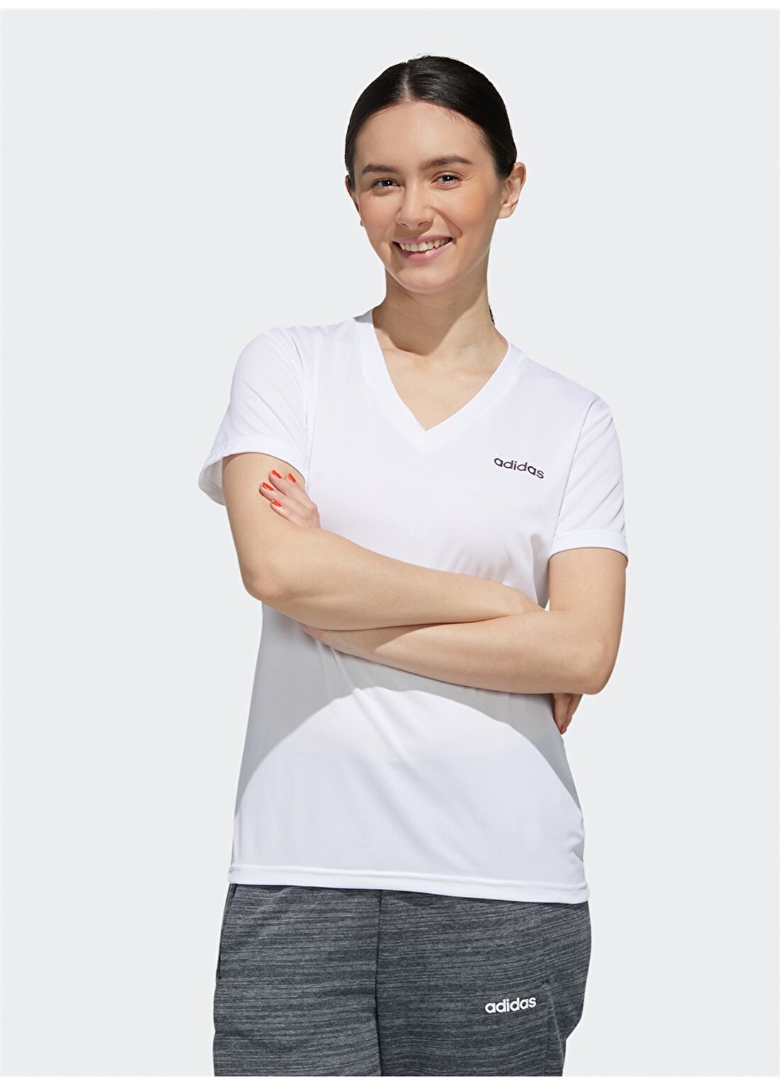 Adidas FL3626 Solid Beyaz-Siyah Kadın T-Shirt