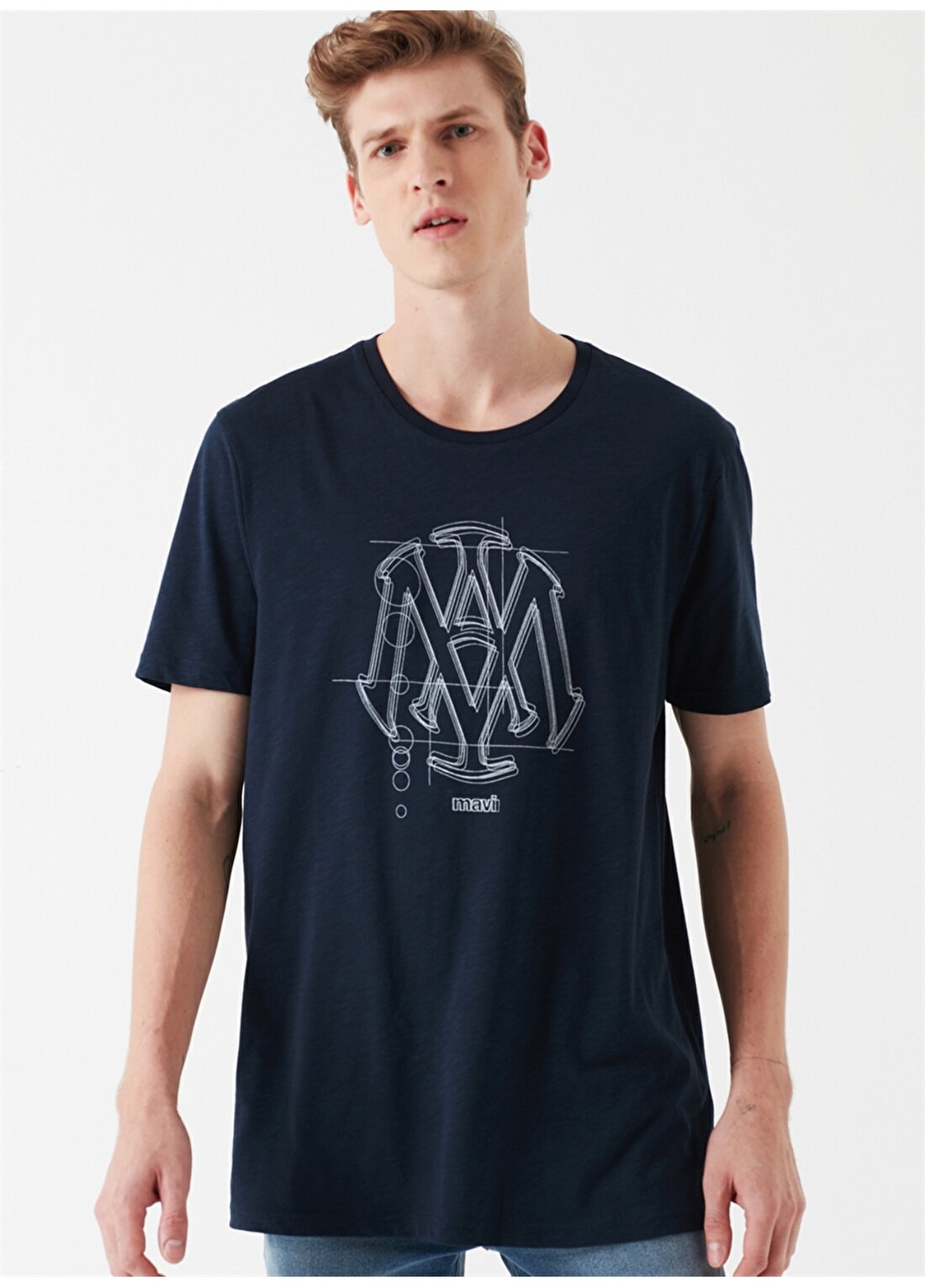 Mavi Mühür Logo Baskılı Lacivert T-Shirt