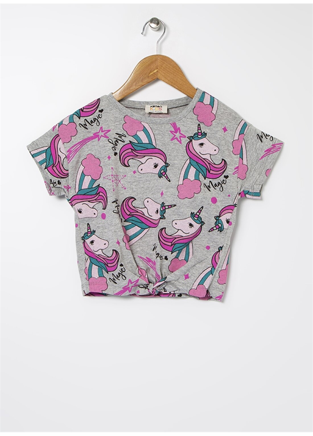 Koton Unicorn Desenli Etek Ucu Bağlamalı T-Shirt