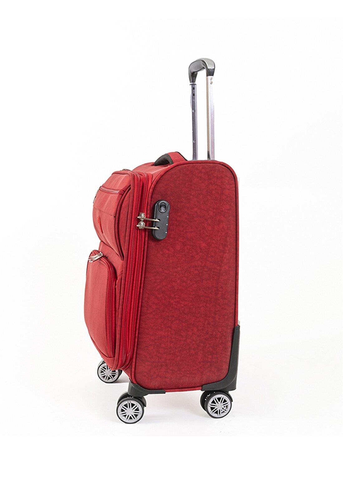 Ox Kabin Boy Kırmızı Çekçekli Kumaş Valiz