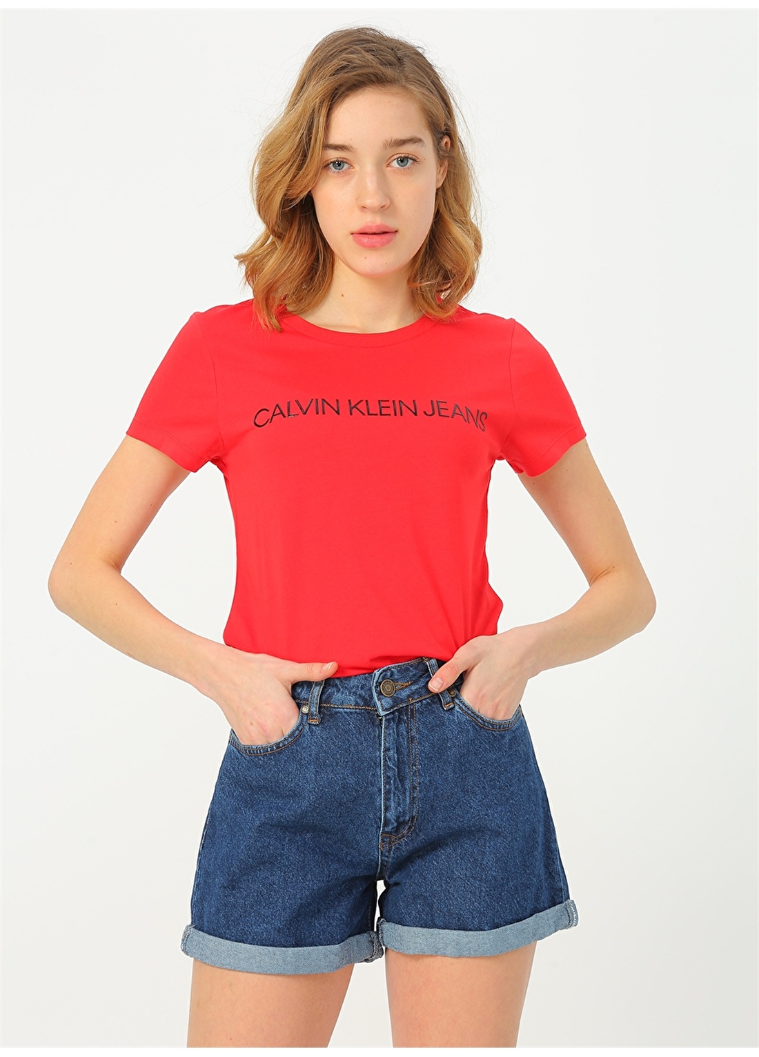 Calvin Klein Jeans Kırmızı - Siyah Kadın T-Shirt J20J213127XA9