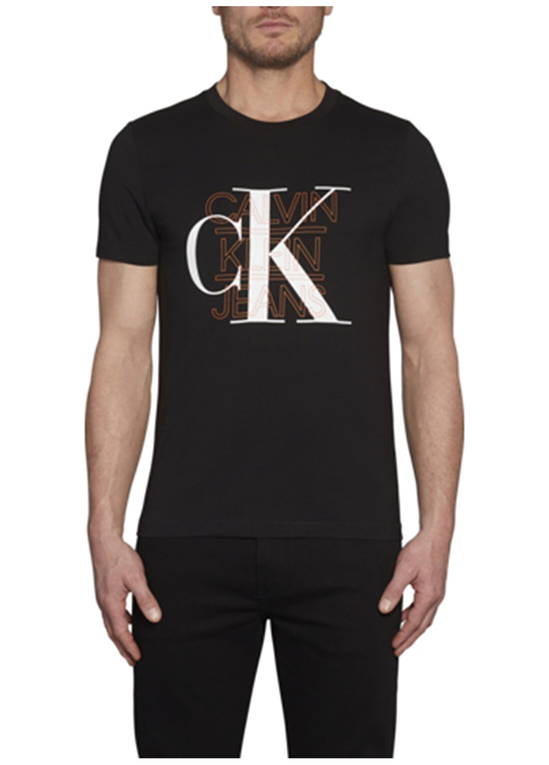 Calvin Klein Jeans Erkek Siyah T-Shirt J30J314229-BAE CK GRAPHIC SLIM S