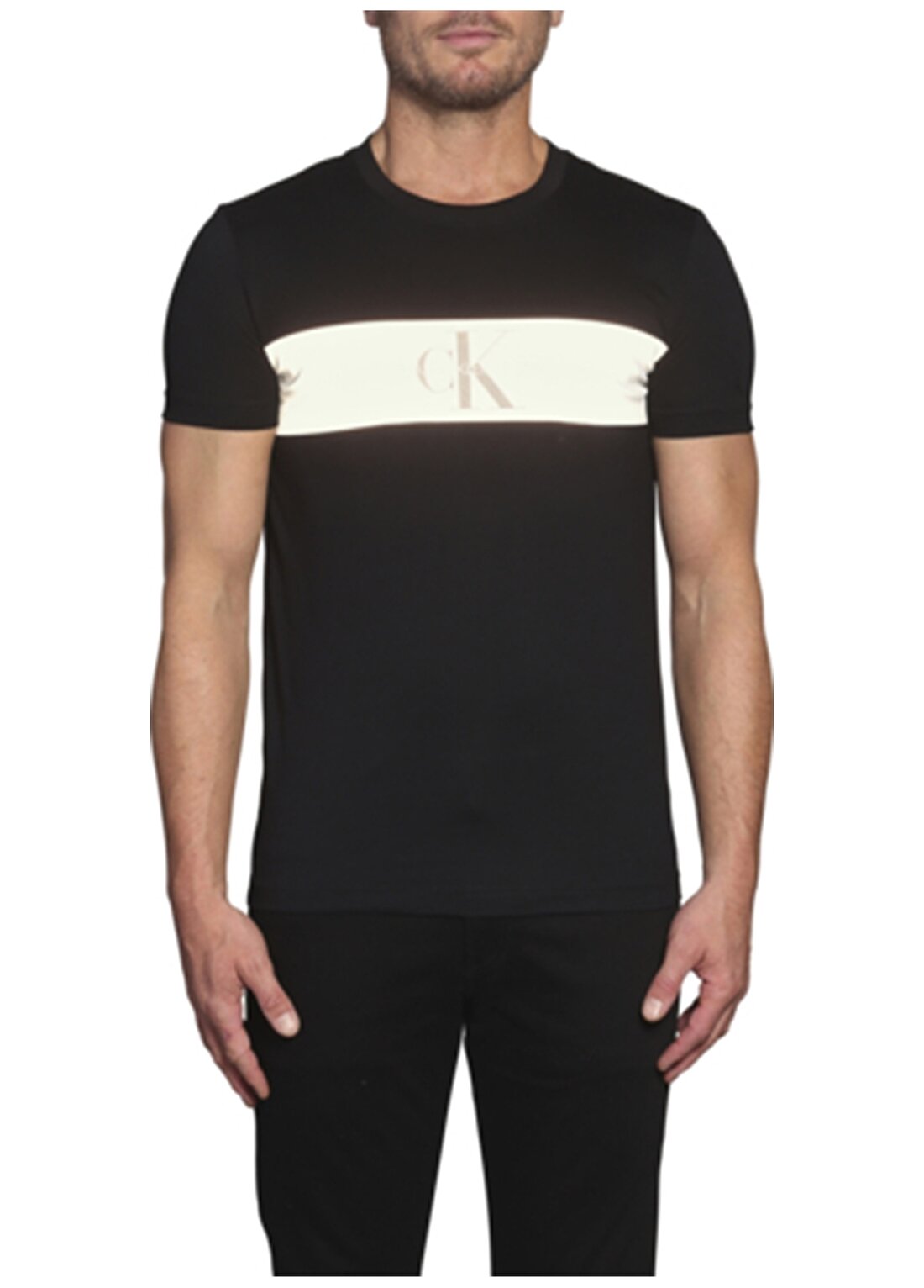 Calvin Klein Jeans Erkek Siyah T-Shirt J30J314797-BAE REFLECT STRIPE MO