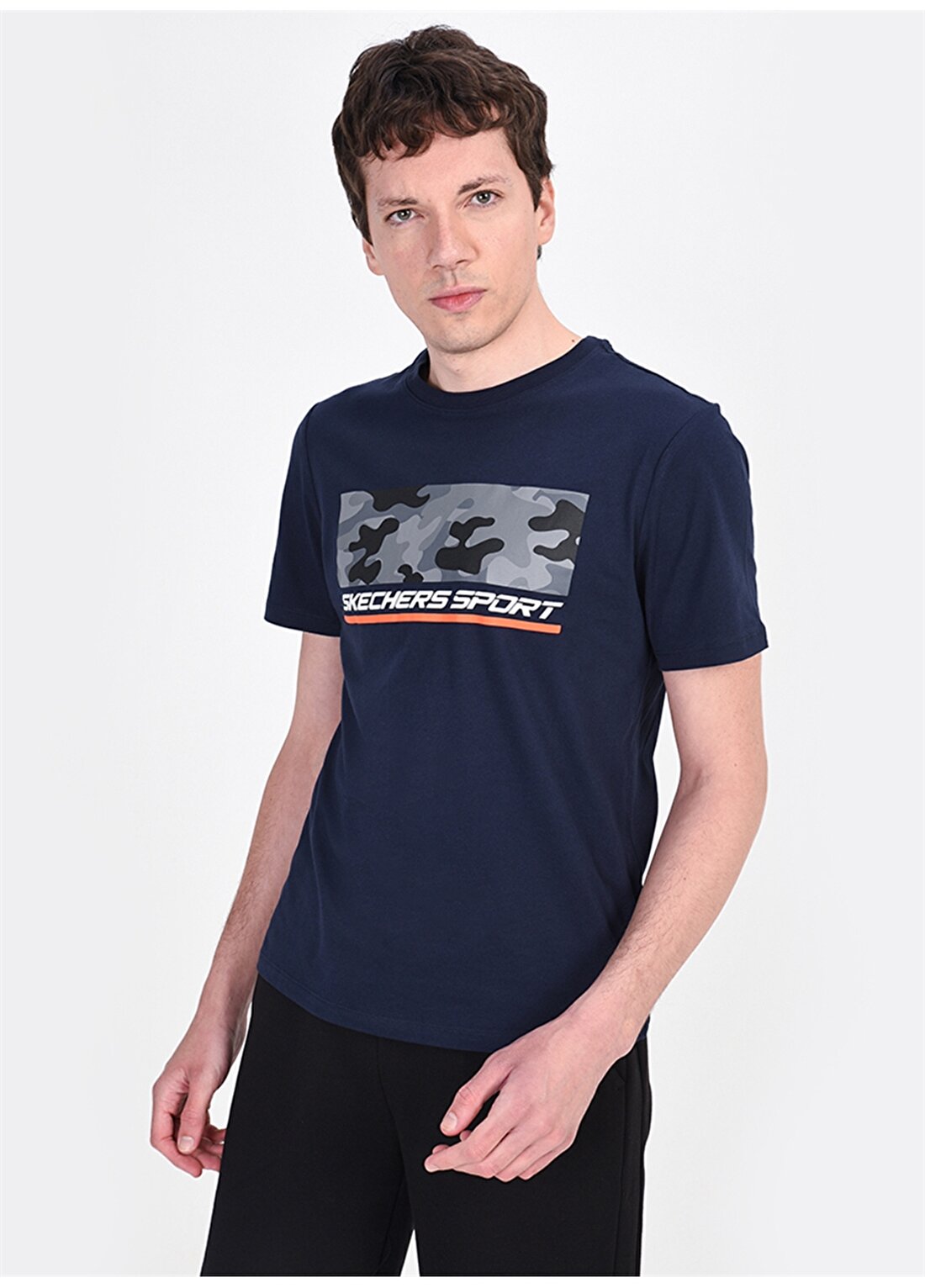 Skechers Graphic Tee''s M Crew Neck Camo Lacivert Erkek T-Shirt