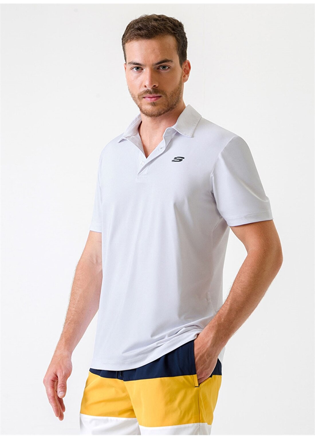 Skechers Polo''s M Strch T-Shirt Beyaz Erkek T-Shirt