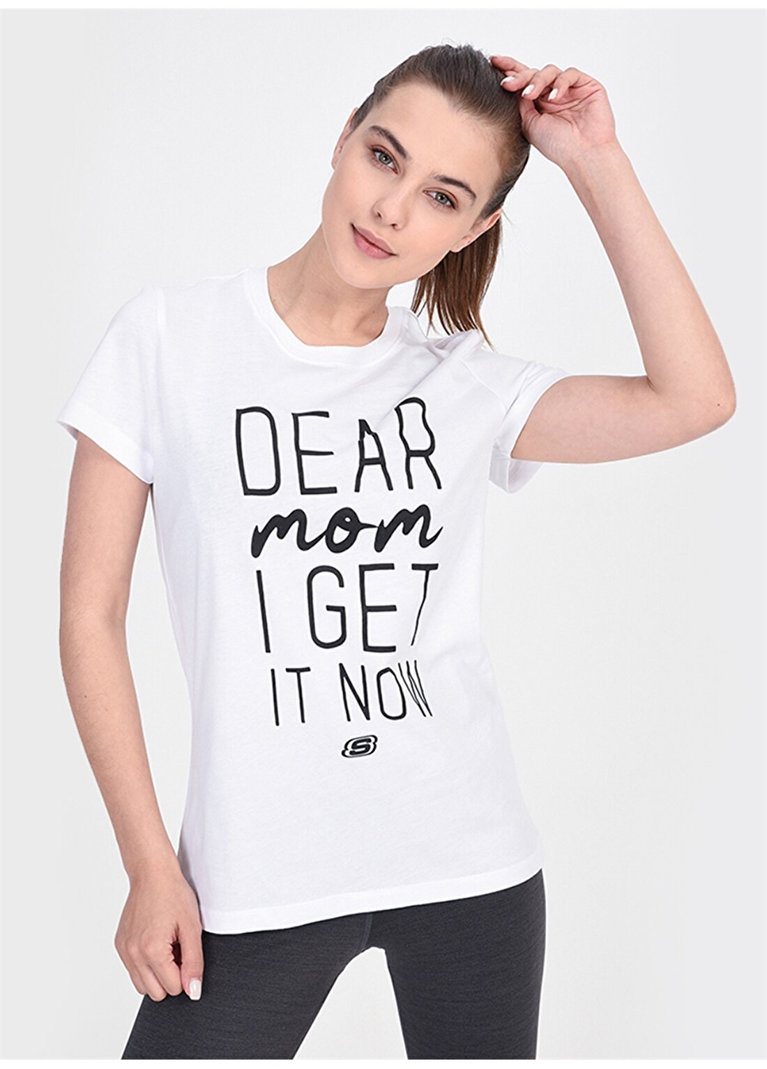 Skechers Graphic Tee''s W Dear Mom Beyaz Kadın T-Shirt