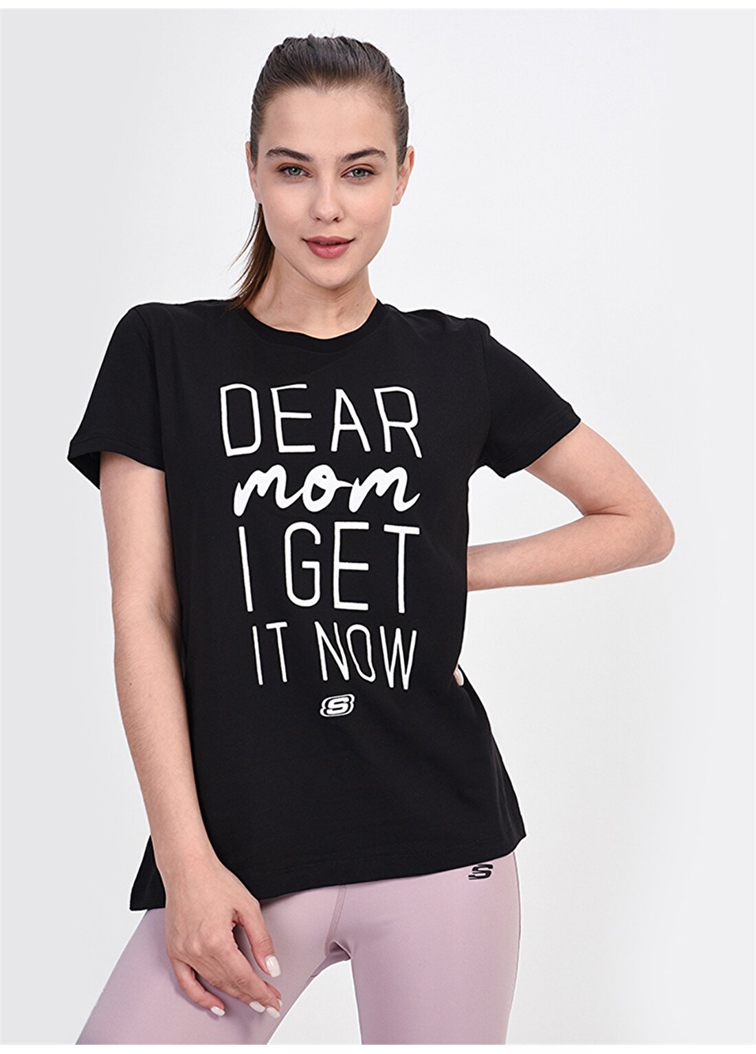 Skechers Graphic Tee''s W Dear Mom Siyah Kadın T-Shirt