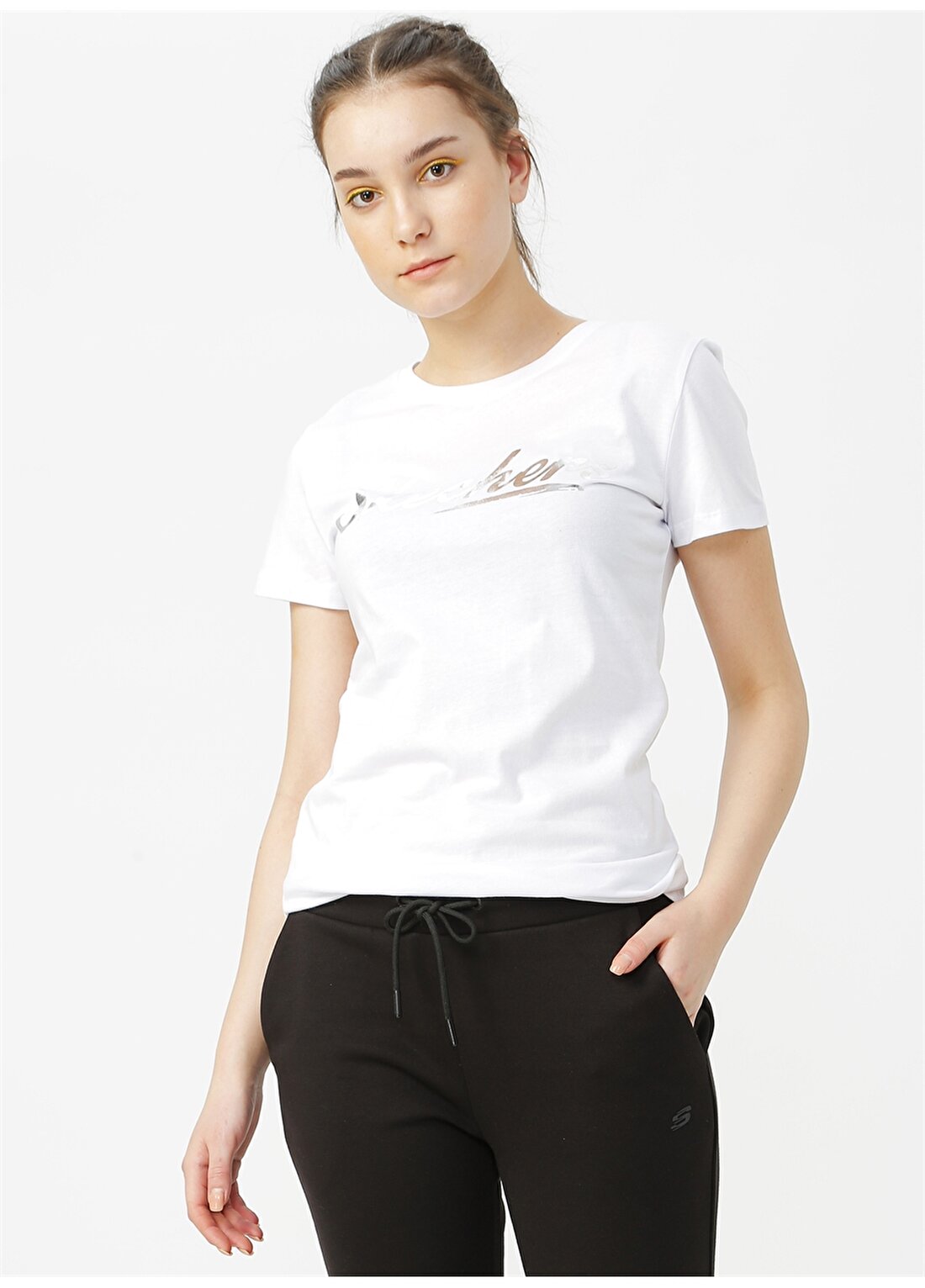 Skechers Graphic Tee W Skechers Shine Logo Beyaz Kadın T-Shirt