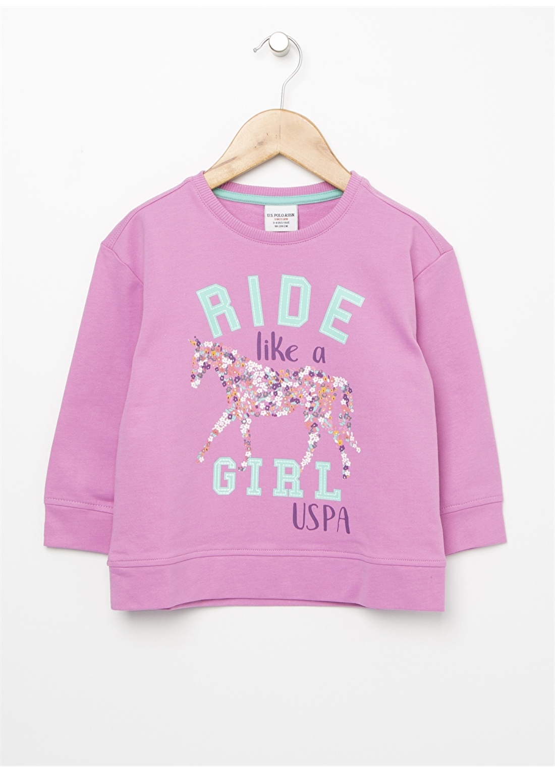 U.S. Polo Assn. Bisiklet Yaka Pembe Sweatshirt