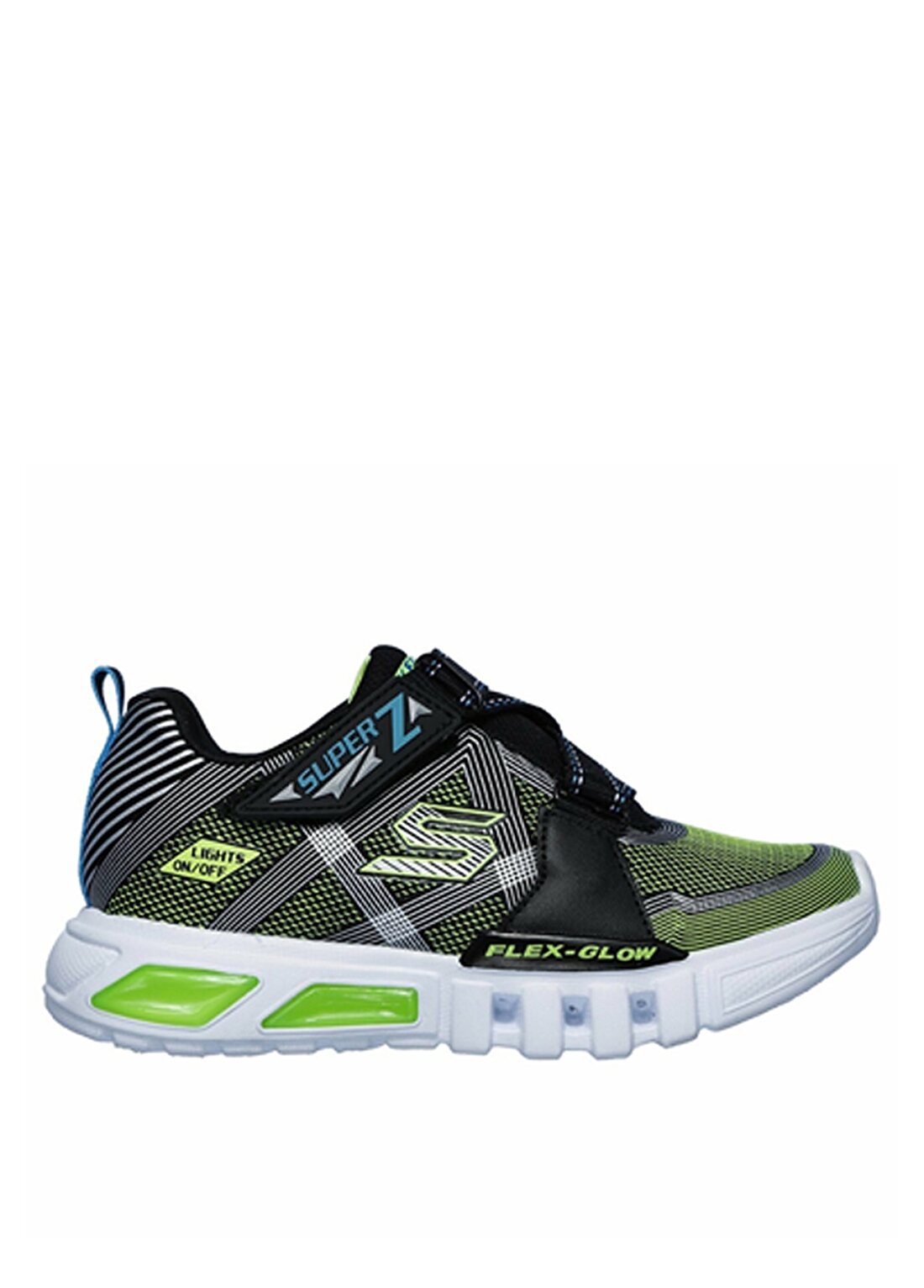 Skechers 90543N Bklm Flex-Glow - Parrox Siyah - Yeşil Erkek Çocuk Yürüyüş Ayakkabısı