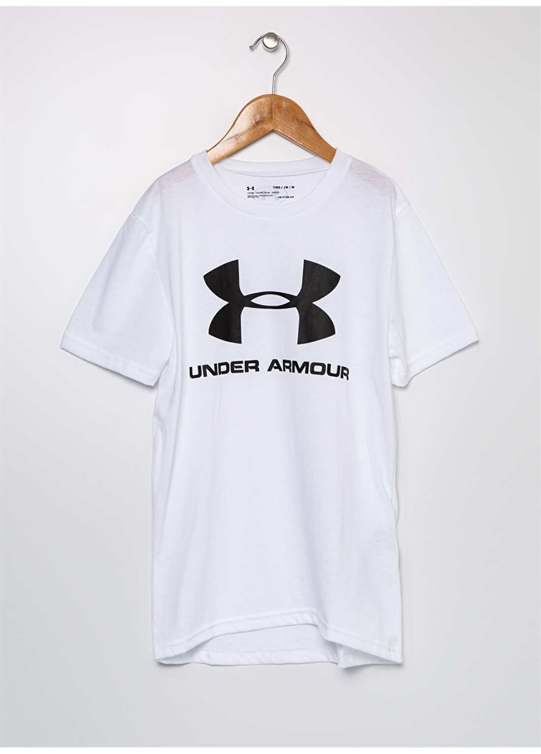 Under Armour 1330893-100 Sports O Yaka Bol Kesim Düz Beyaz - Siyah Erkek Çocuk T-Shirt
