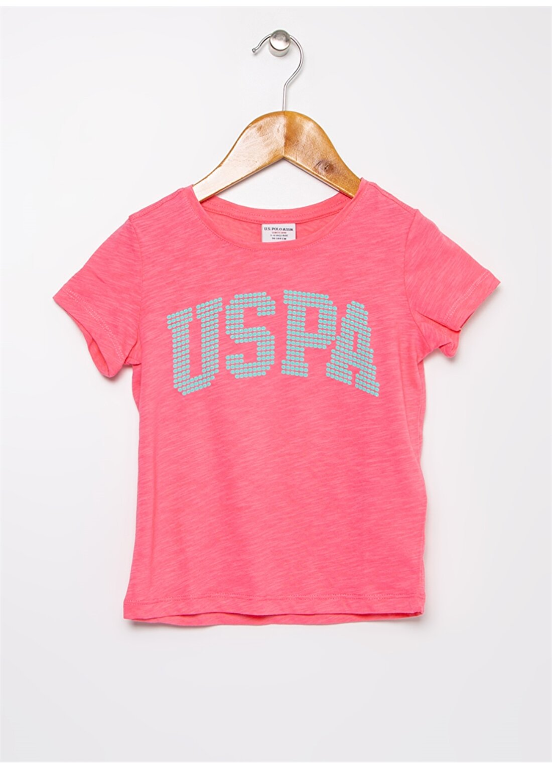 U.S. Polo Assn. Düz Pembe Kız Çocuk T-Shirt 980805