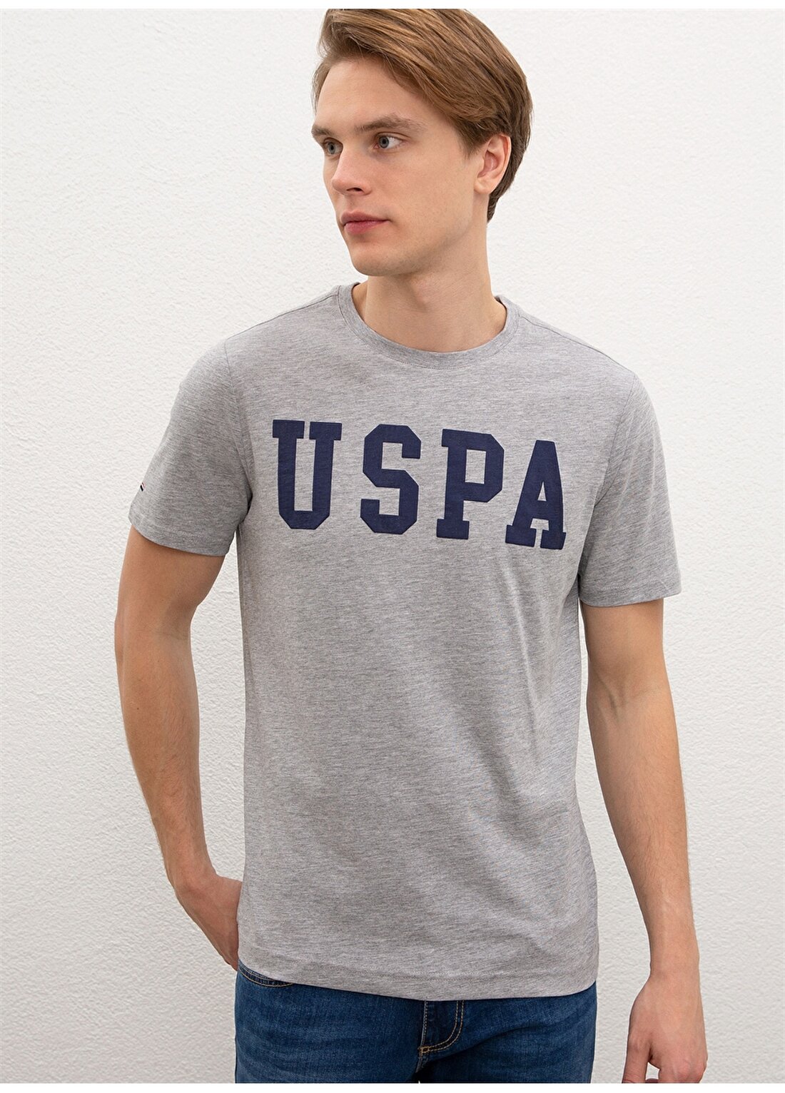 U.S. Polo Assn. Gri Melanj Erkek Polo T-Shirt