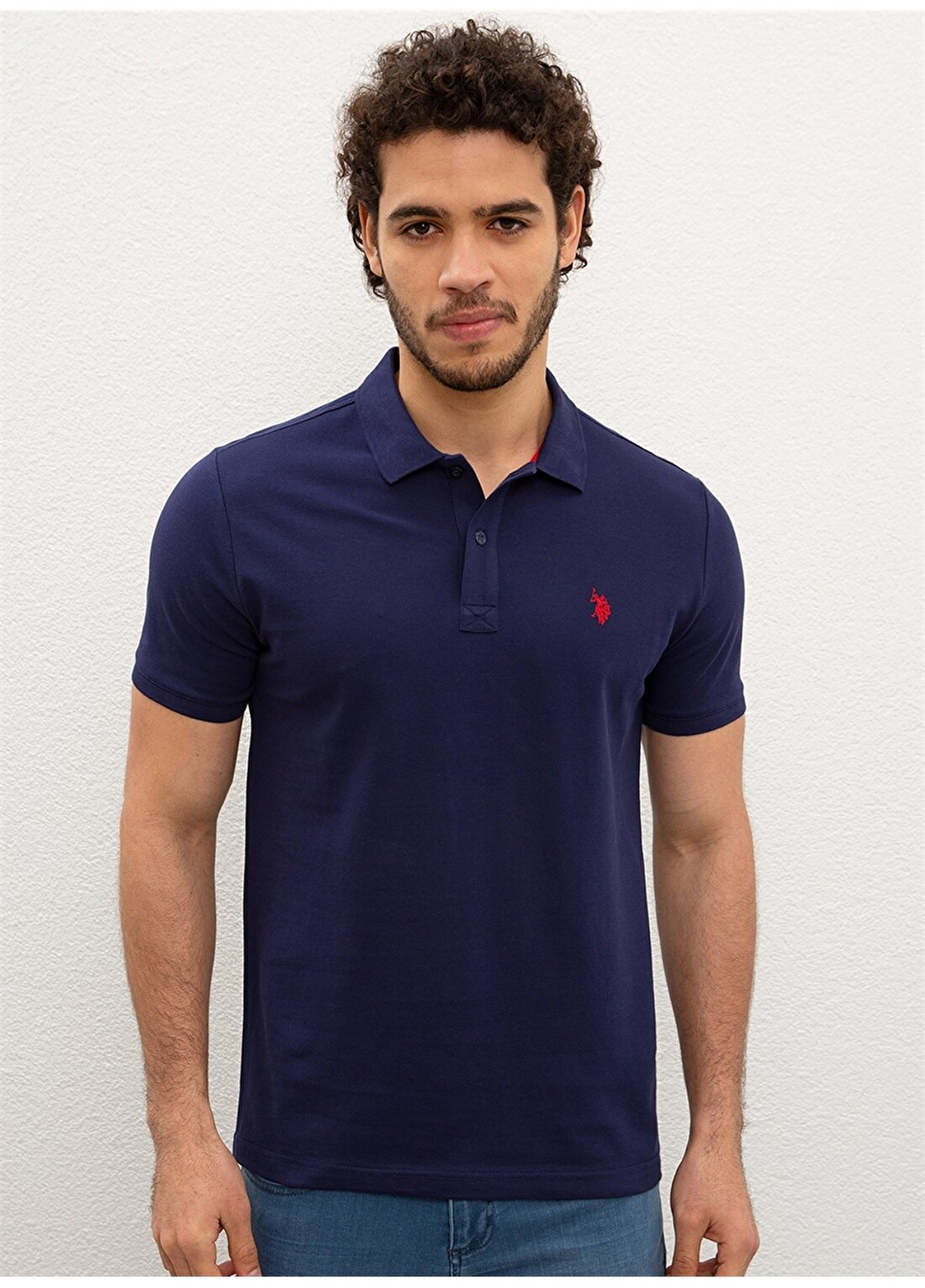 U.S. Polo Assn. Polo Yaka Düz Lacivert Erkek Polo T-Shirt GTP04IY020