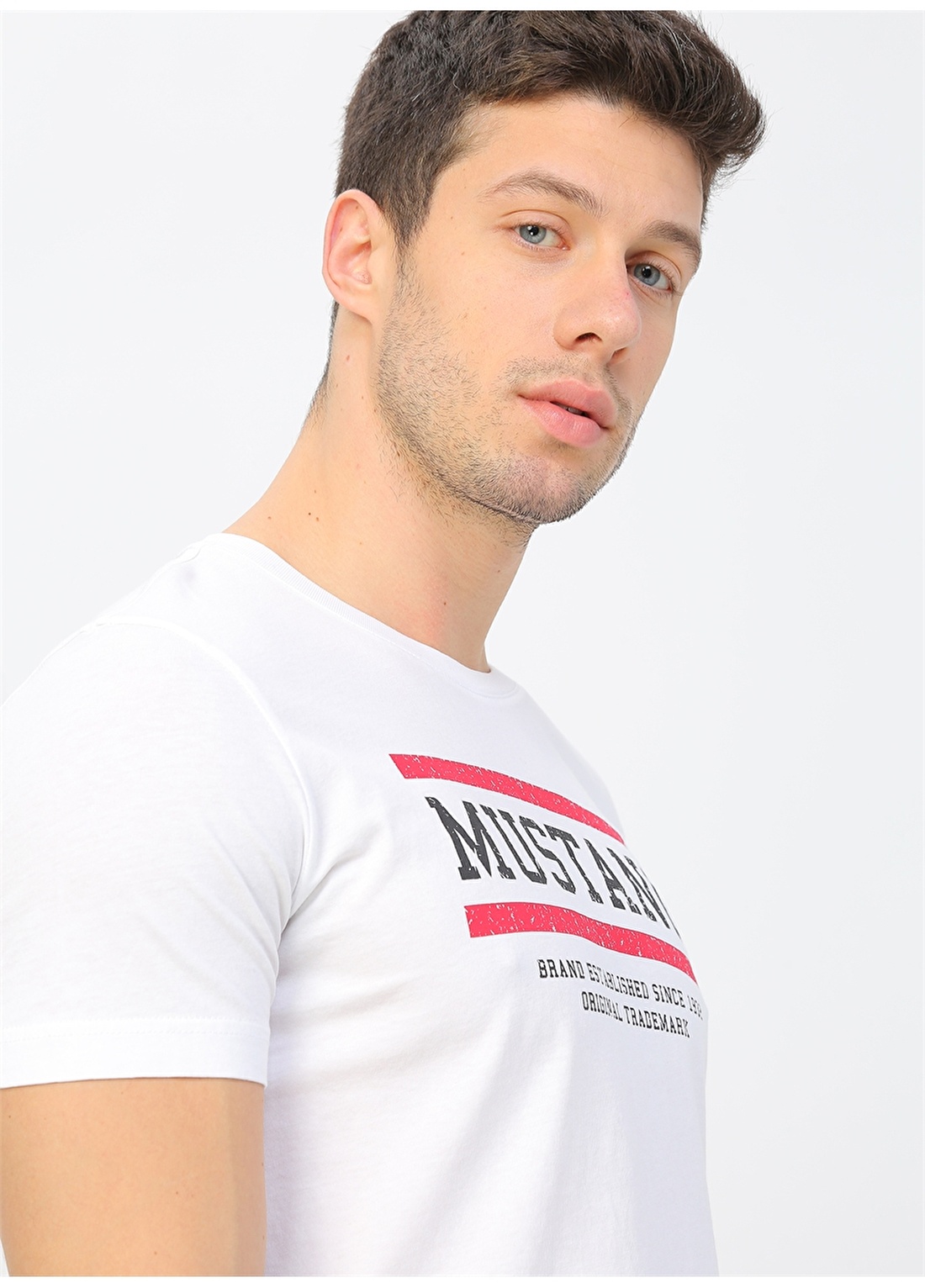 Mustang Baskılı Beyaz T-Shirt