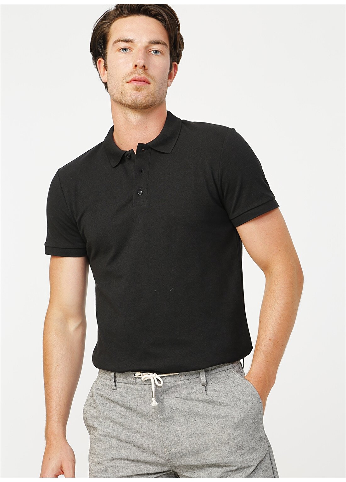 Fabrika Boramir Basic Düz Siyah Erkek Polo T-Shirt