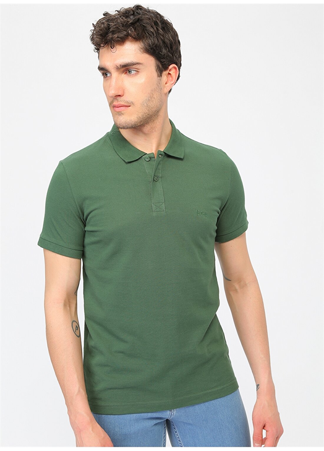 Lee Cooper Düz Koyu Yeşil Erkek Polo T-Shirt 202 LCM 242042 TWINS POLO K.YESIL