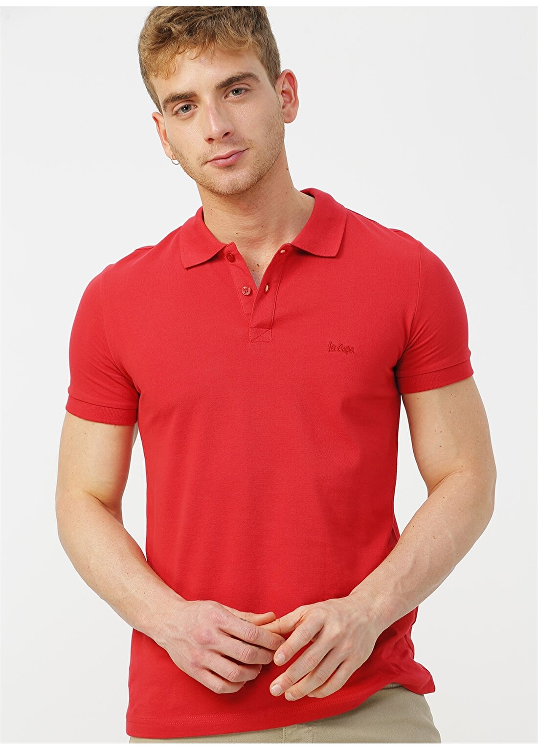 Lee Cooper Düz Kırmızı Erkek Polo T-Shirt 202 LCM 242042 TWINS POLO