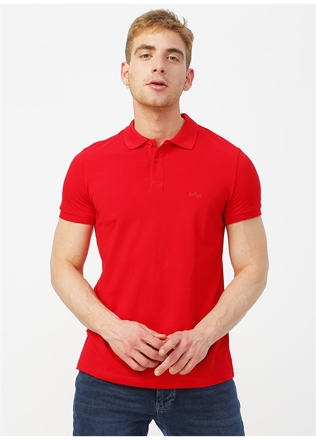 Lee Cooper Düz Açık Kırmızı Erkek Polo T-Shirt 202 LCM 242042 TWINS POLO A.