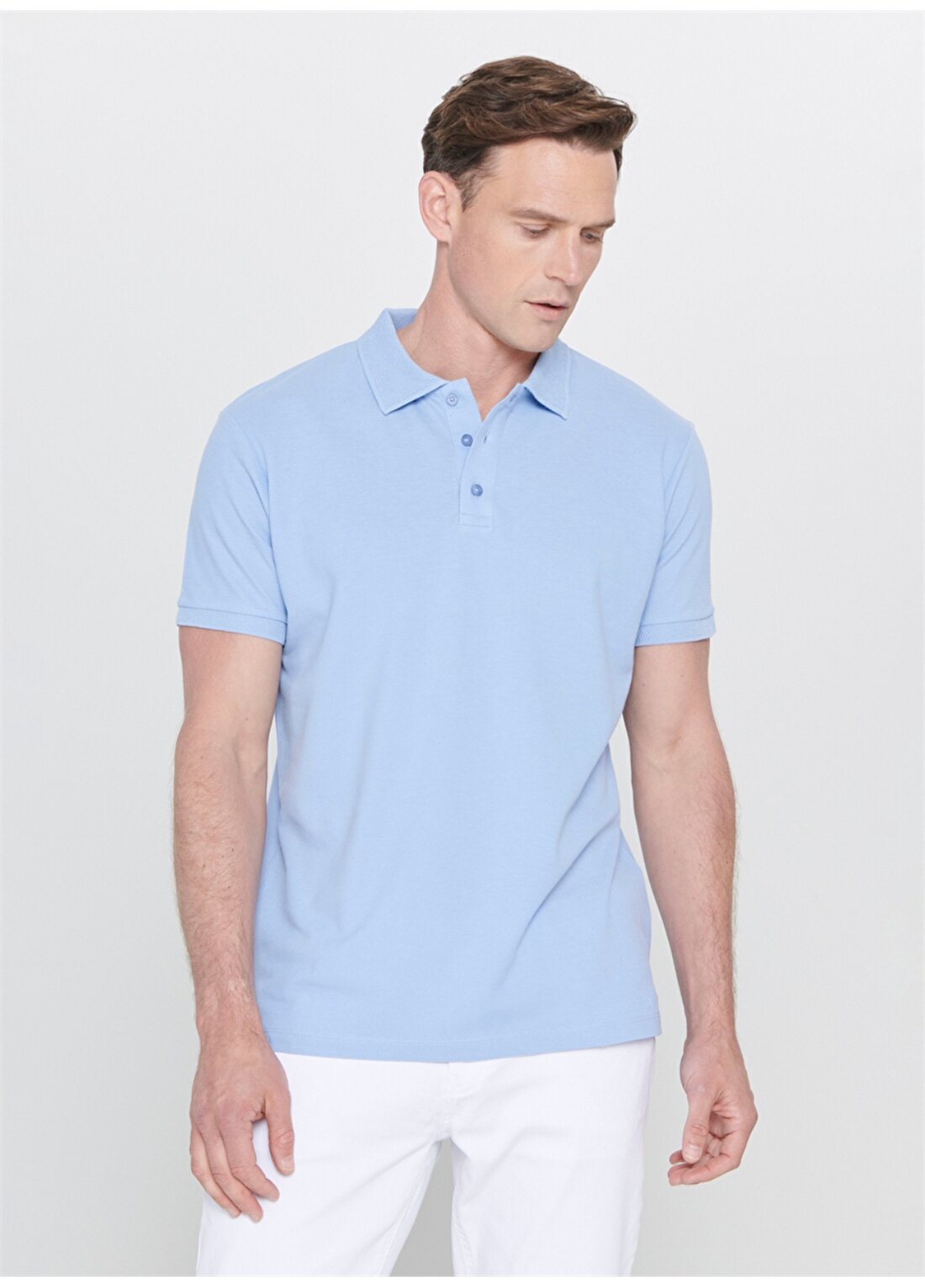 Altınyıldız Classics Düz Açık Mavi Erkek Polo T-Shirt 4A4820200001