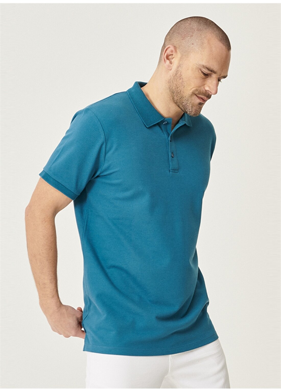 Altınyıldız Classics Düz Mavi Erkek Polo T-Shirt 4A4820200001