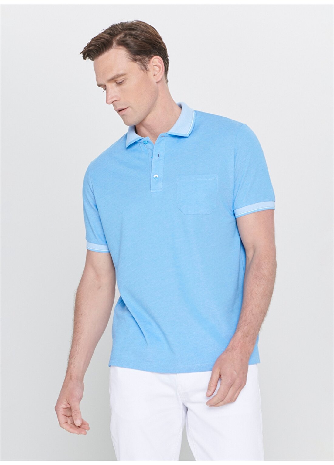 Altınyıldız Classic Polo Yaka Düz Mavi Erkek T-Shirt 4A4820200004