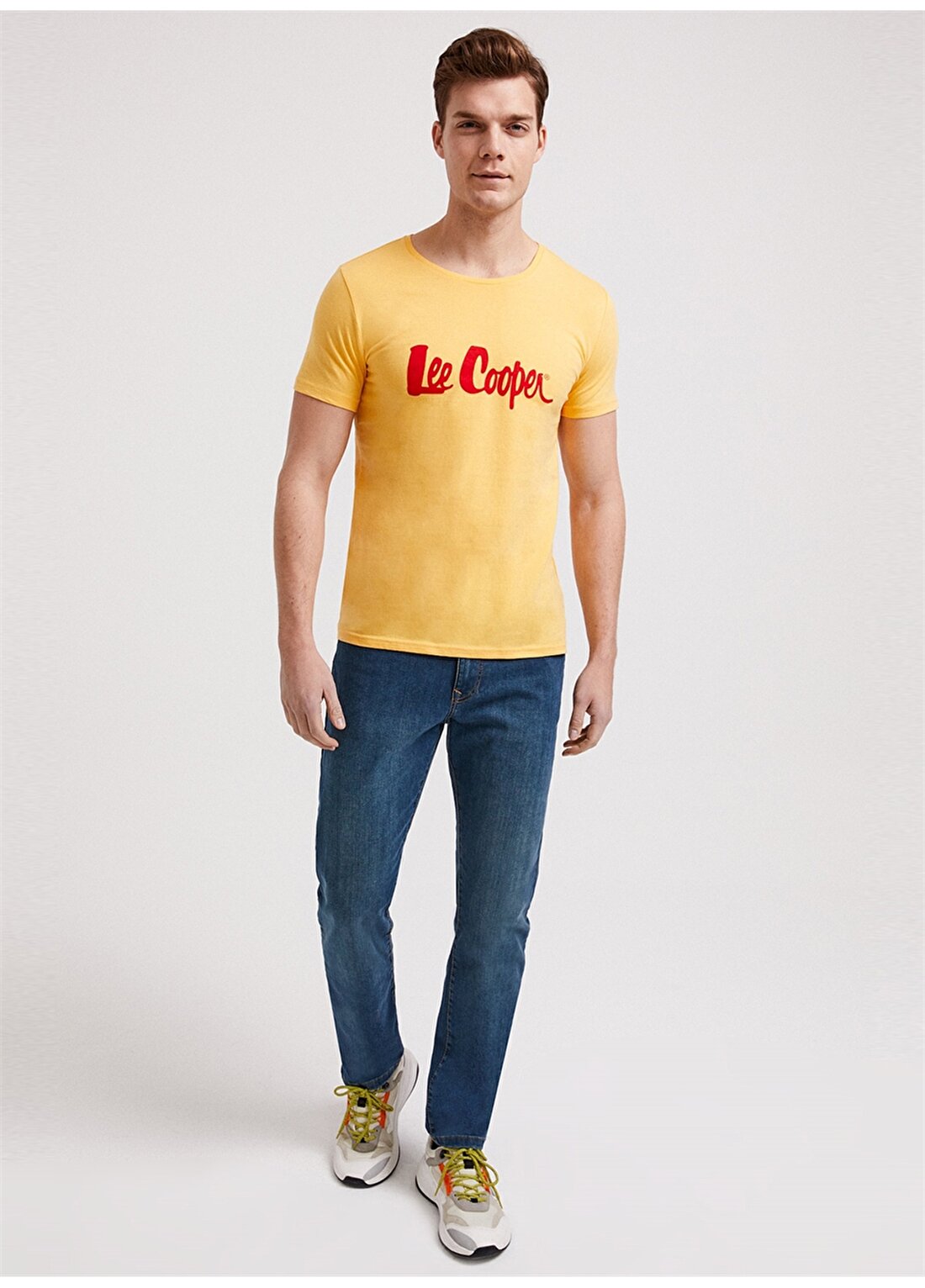Lee Cooper Yuvarlak Yaka Pamuk Sarı Erkek T-Shirt