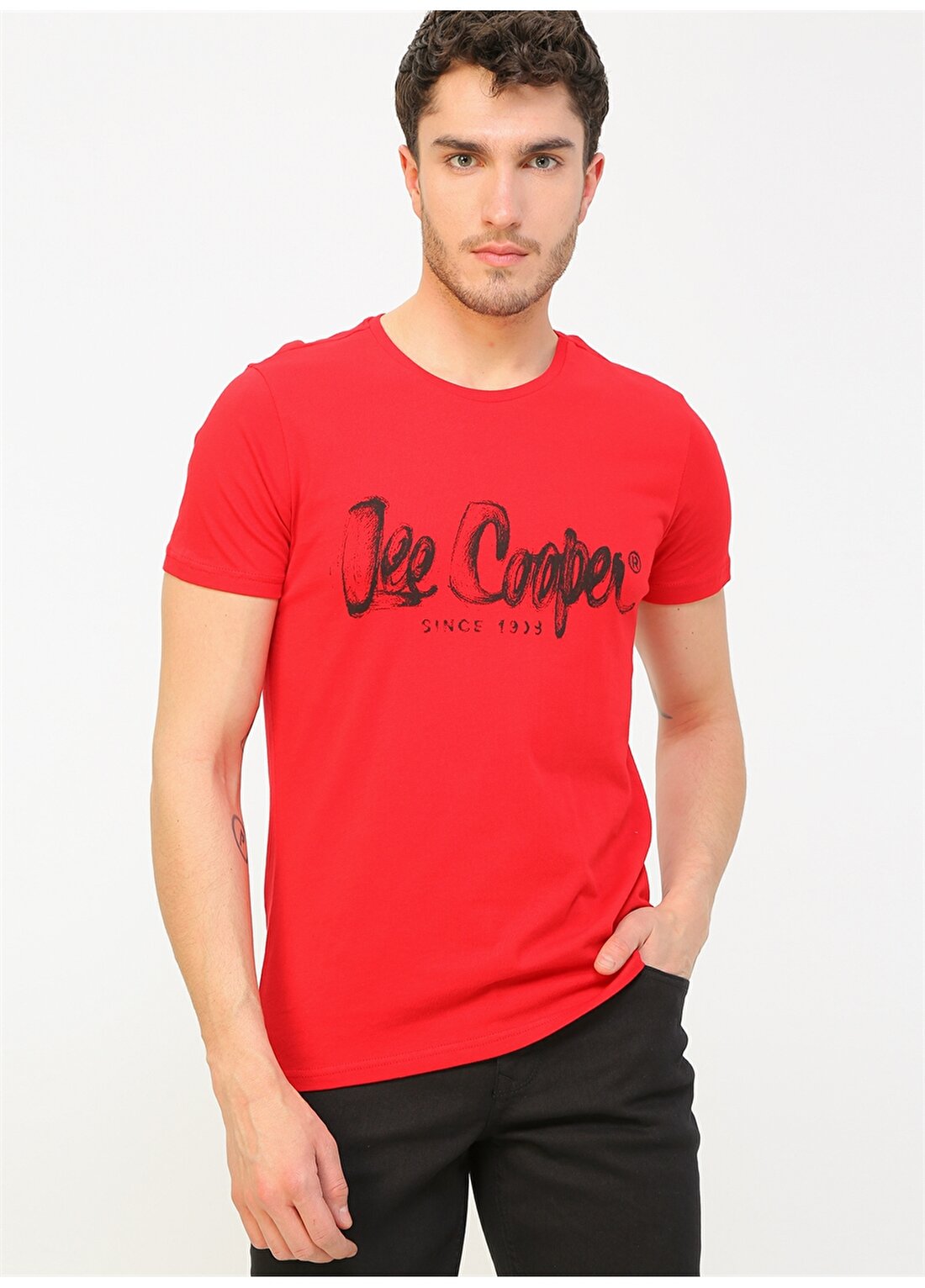 Lee Cooper Yuvarlak Yaka %100 Pamuklu Baskılı Kırmızı Erkek T-Shirt