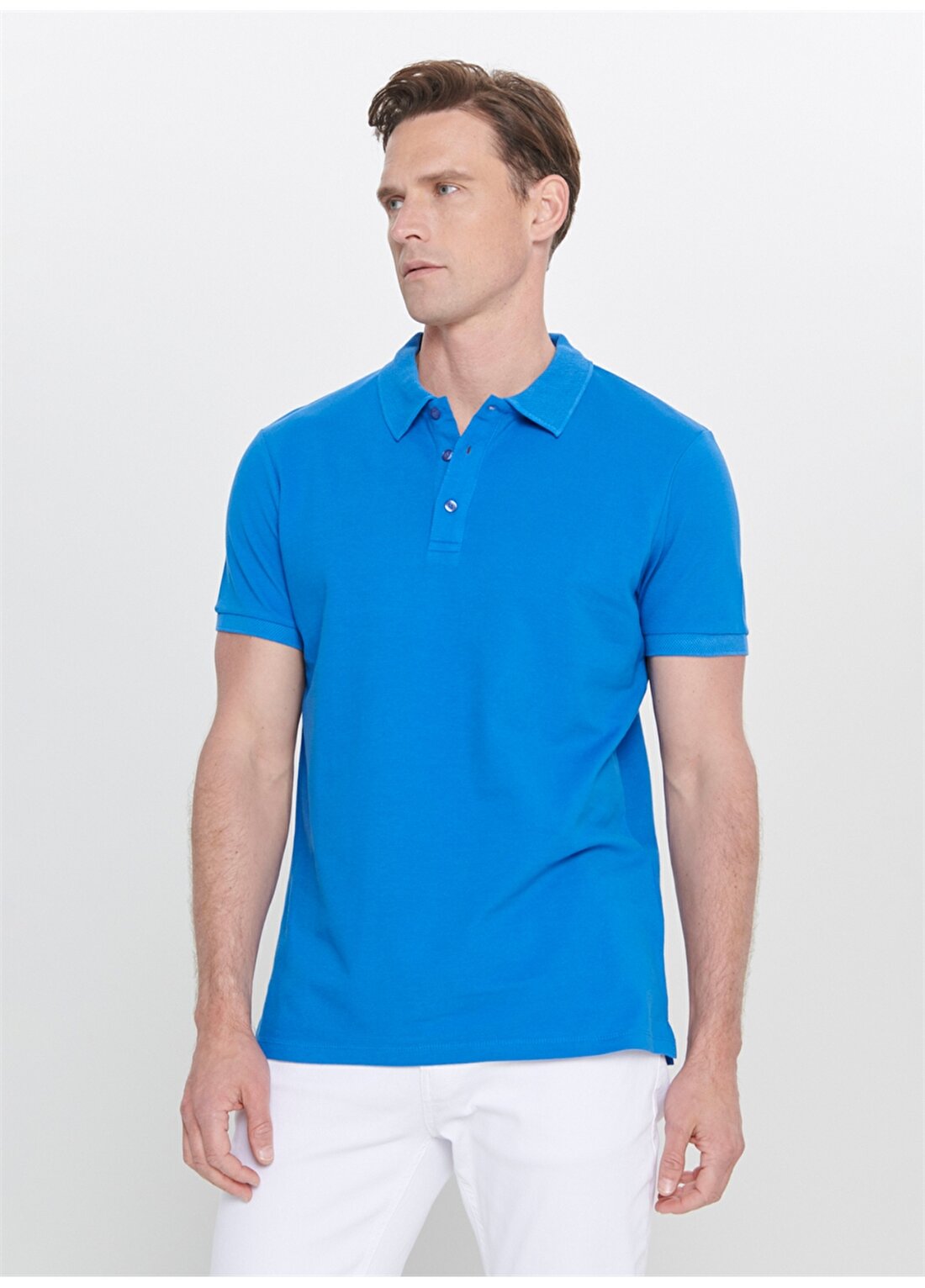 Altınyıldız Classics Düz Mavi Erkek T-Shirt 4A4820200001