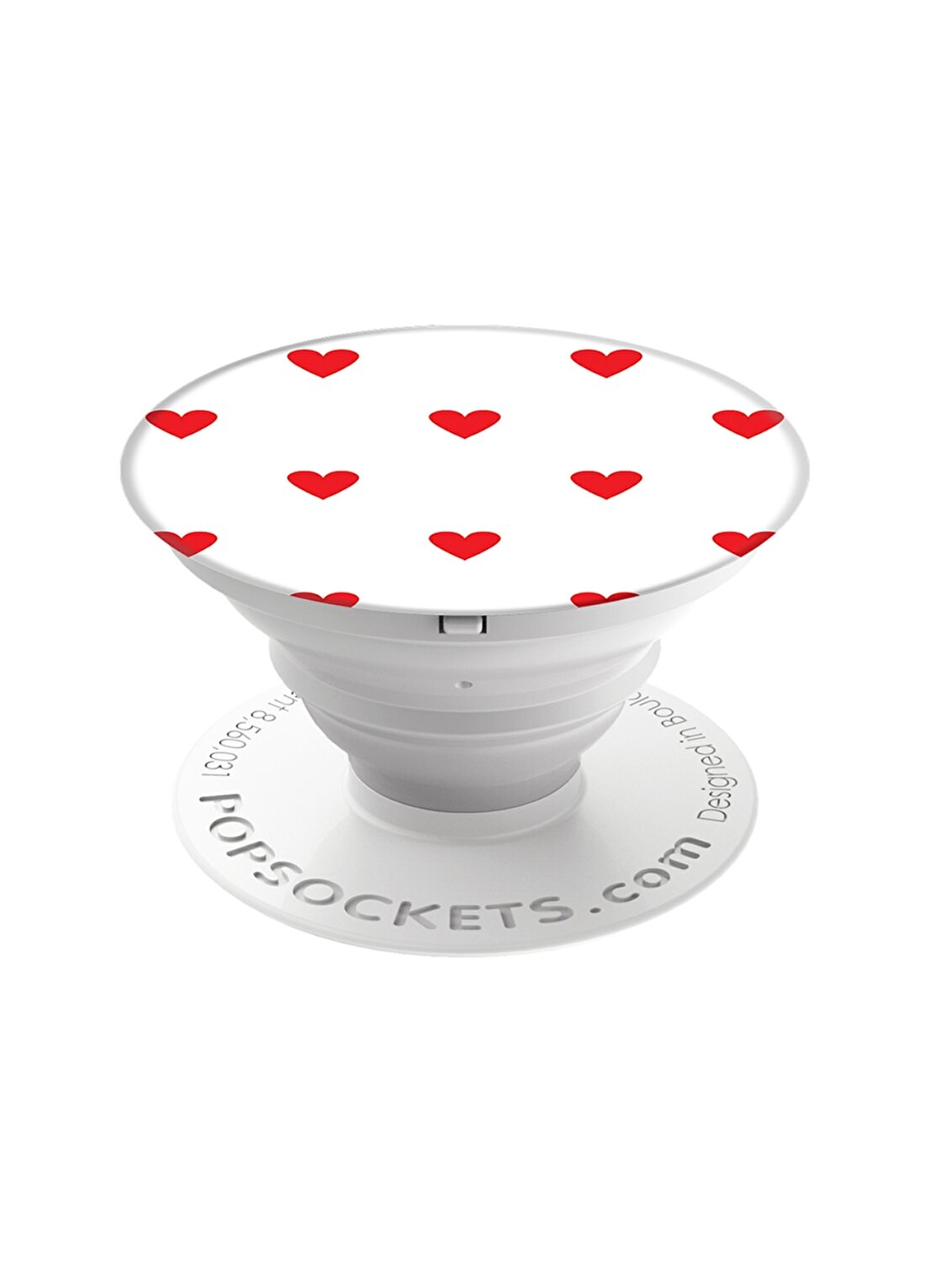 Popsocket Kalp Desenli Kırmızı Beyaz Yeni Nesil Telefon Tutucu