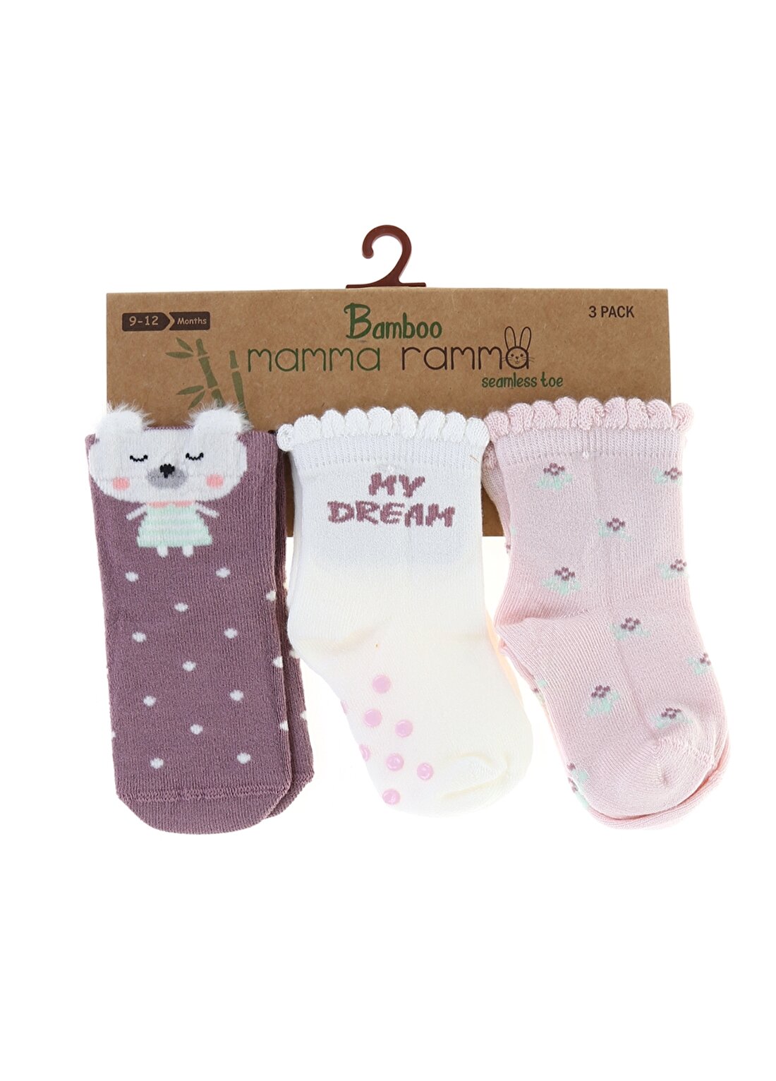 Mammaramma 2073 Çok Renkli Baskılı Kız Bebek Spor Çorap