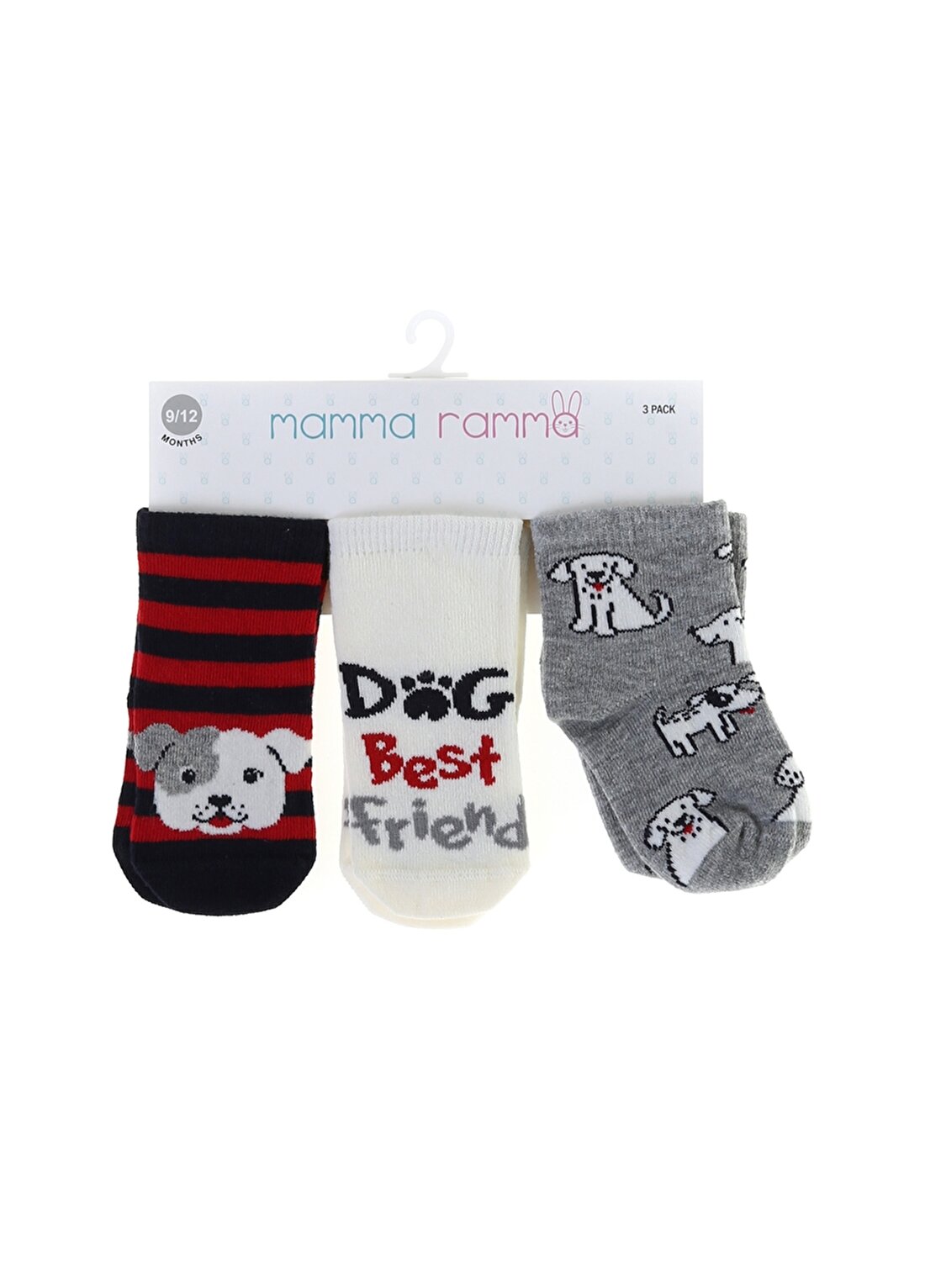Mammaramma 10068 3''Lü Çok Renkli Baskılı Erkek Bebek Spor Çorap