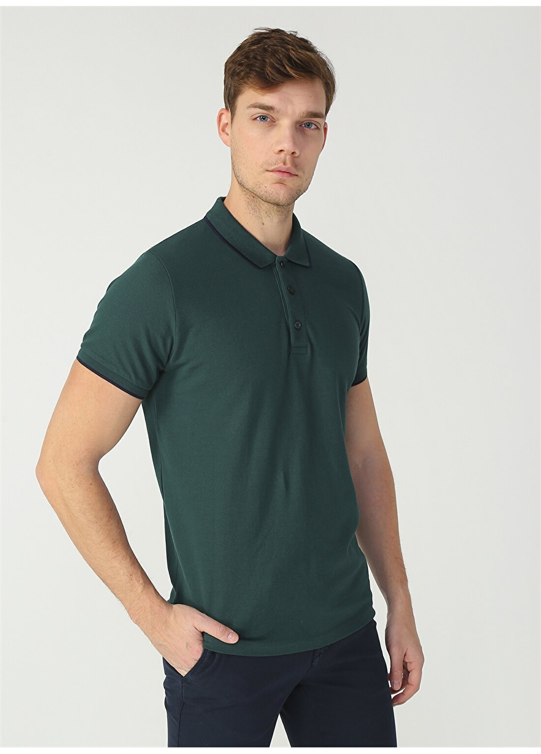 Centone Polo Yaka Cepsiz Yeşil Erkek T-Shirt